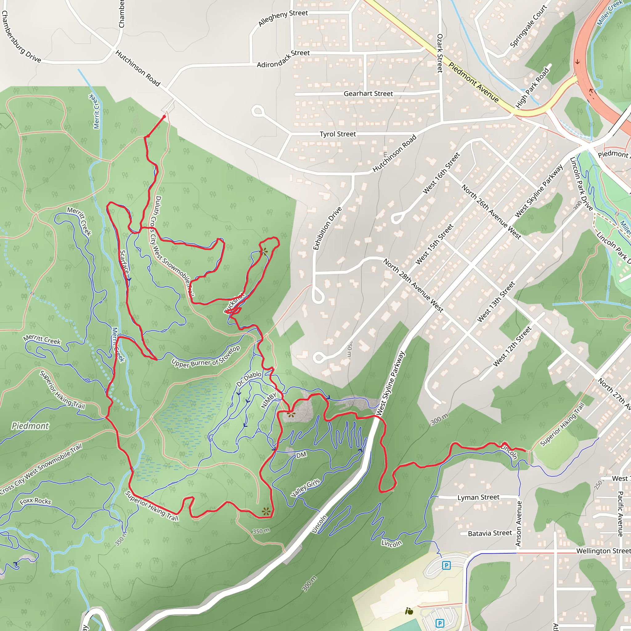Scarface, Superior Hiking Trail and Deerslayer Loop mobile static map