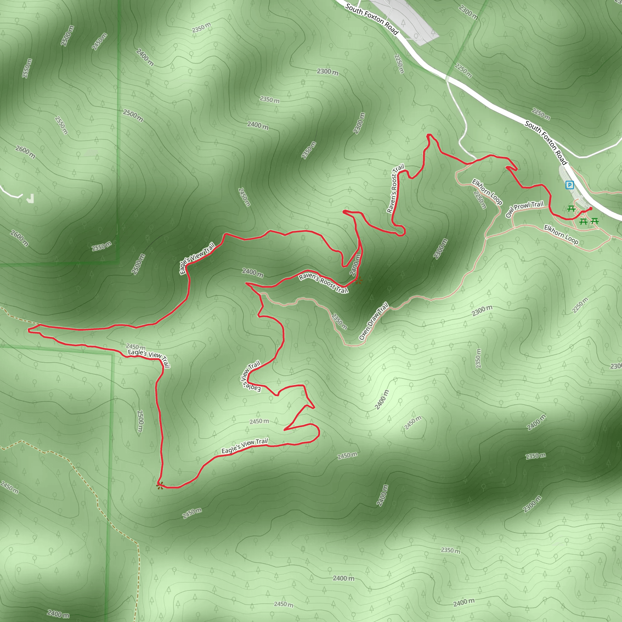 Eagle's View Trail and Raven's Roost Loop Trail mobile static map