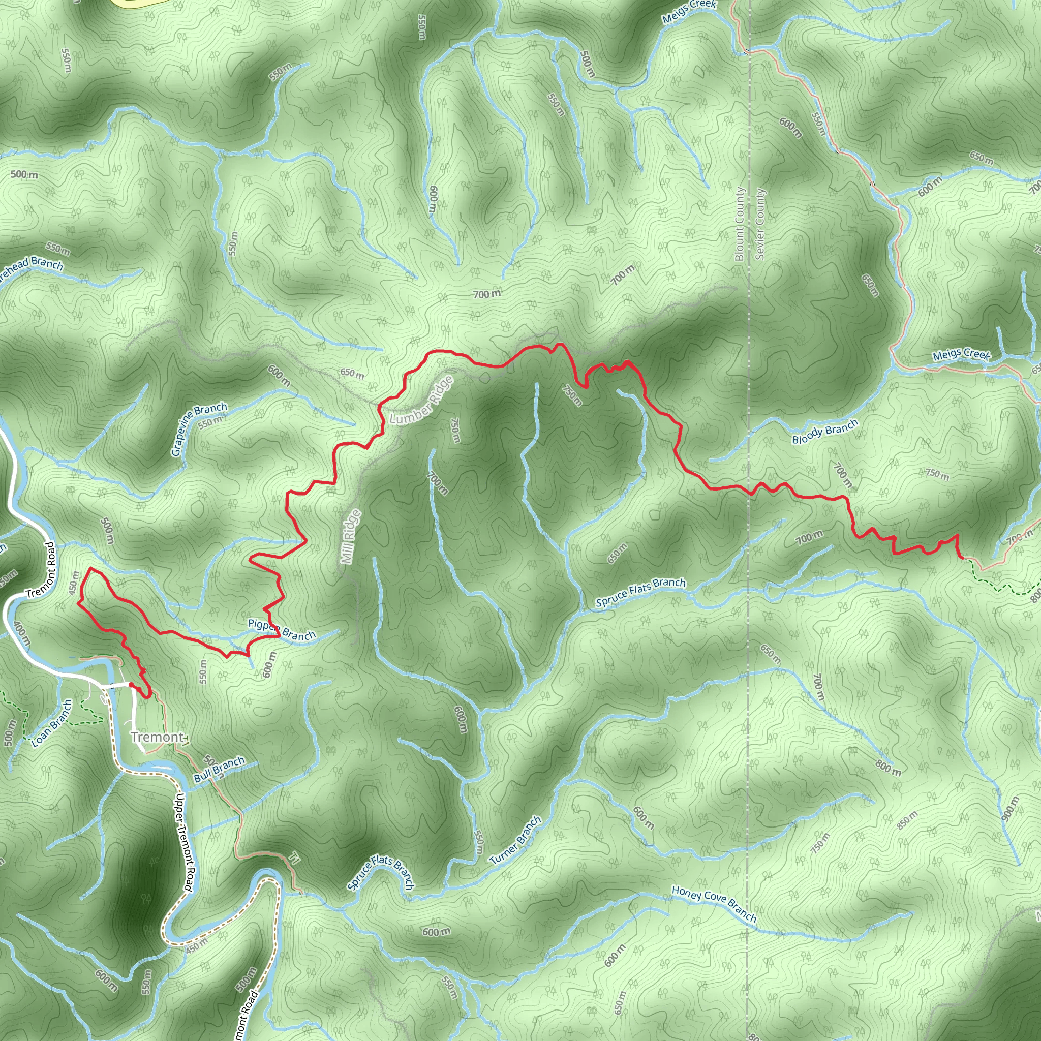 Lumber Ridge Trail mobile static map