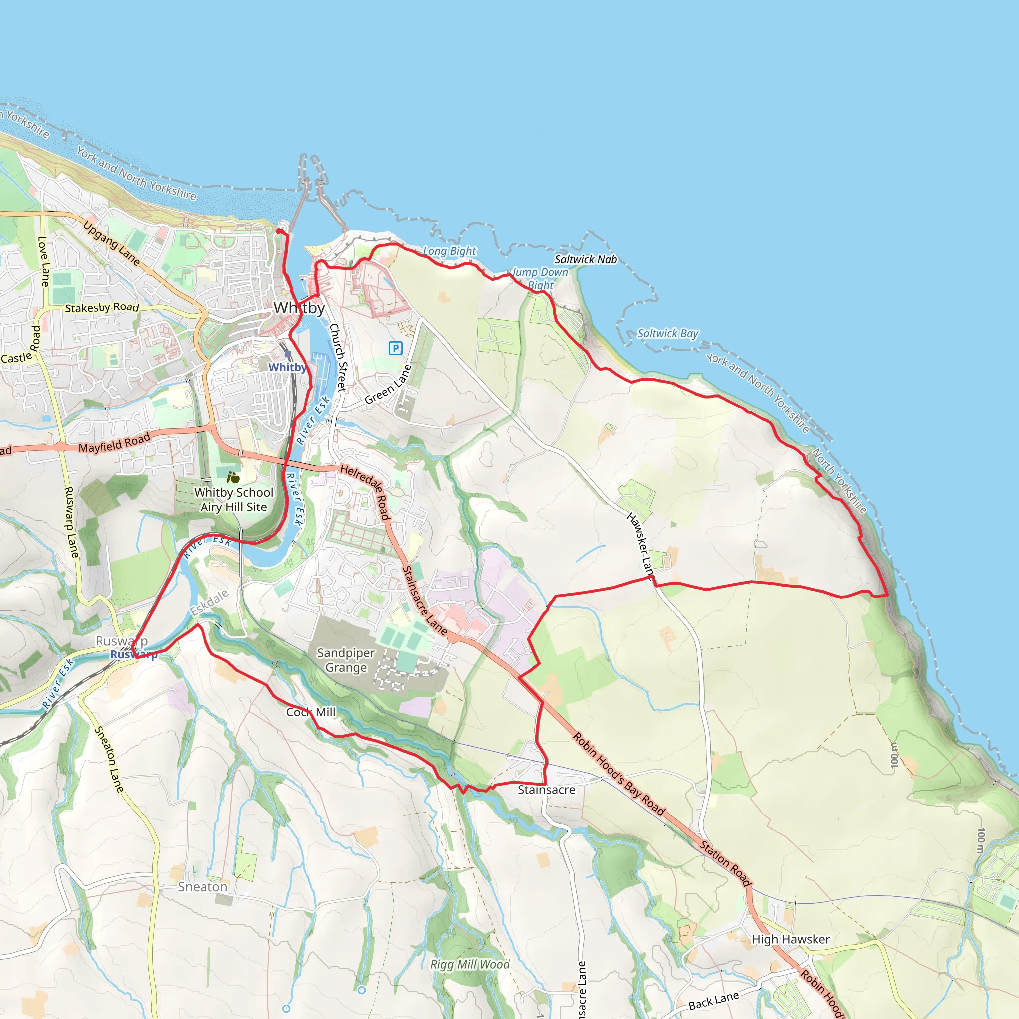Whitby - Ruswarp - Stainsacre - Widdy Head and Saltwick Nab mobile static map