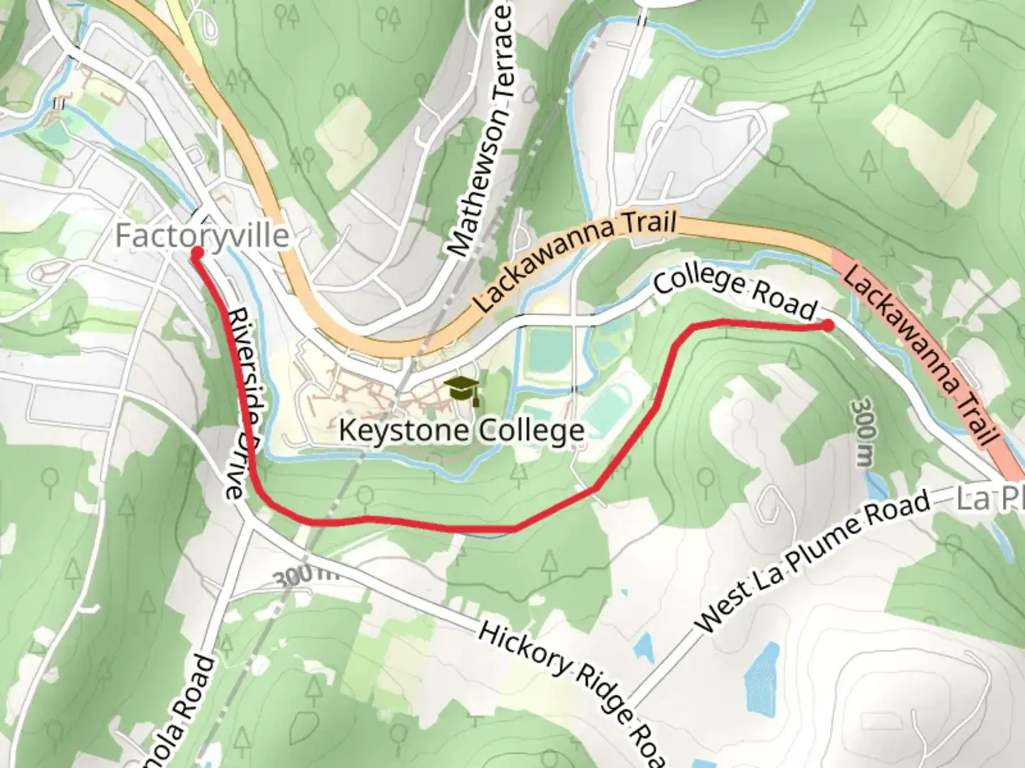 An image depicting the trail Trolley Trail - Factoryville and its surrounding area.