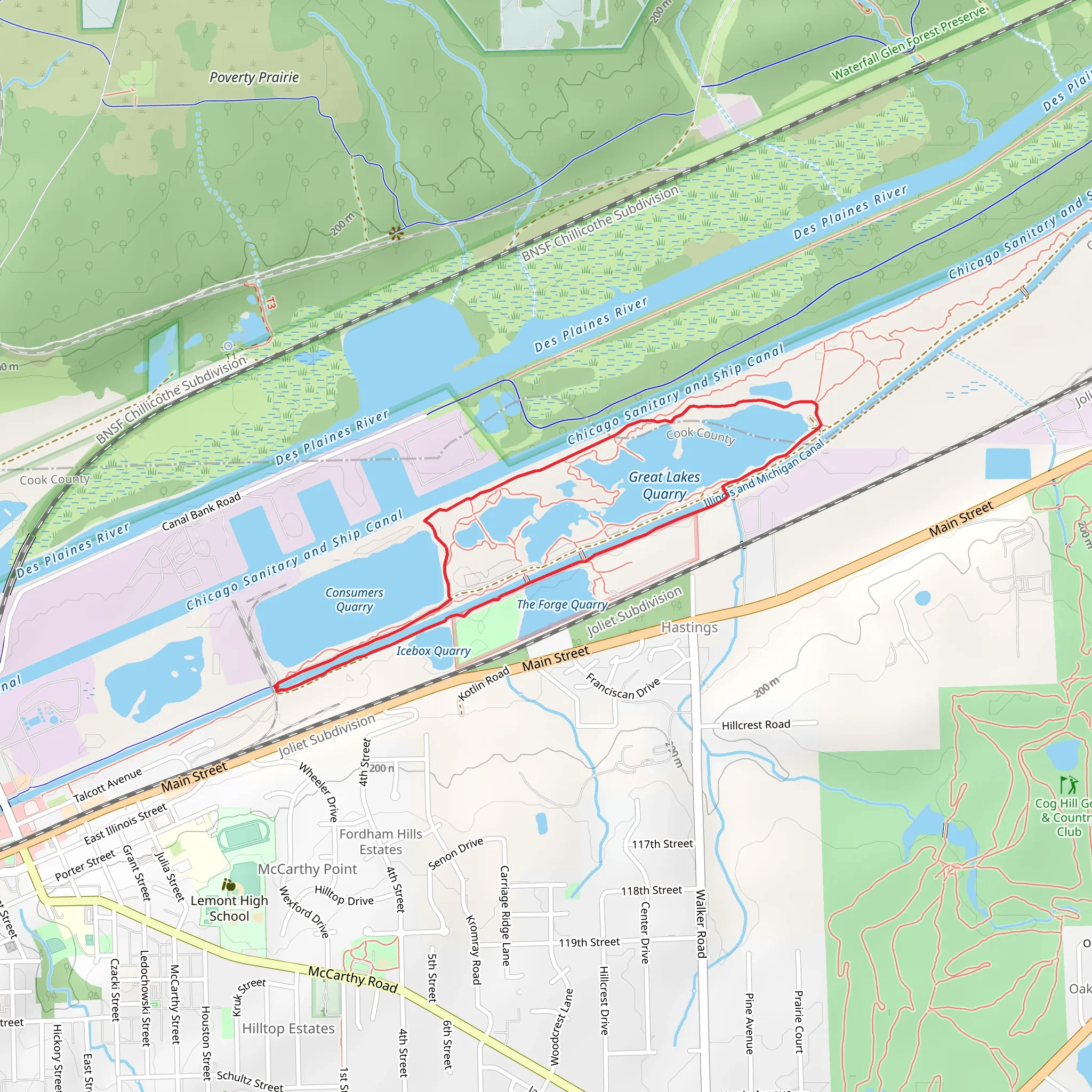 Great Lakes Quarry Loop mobile static map