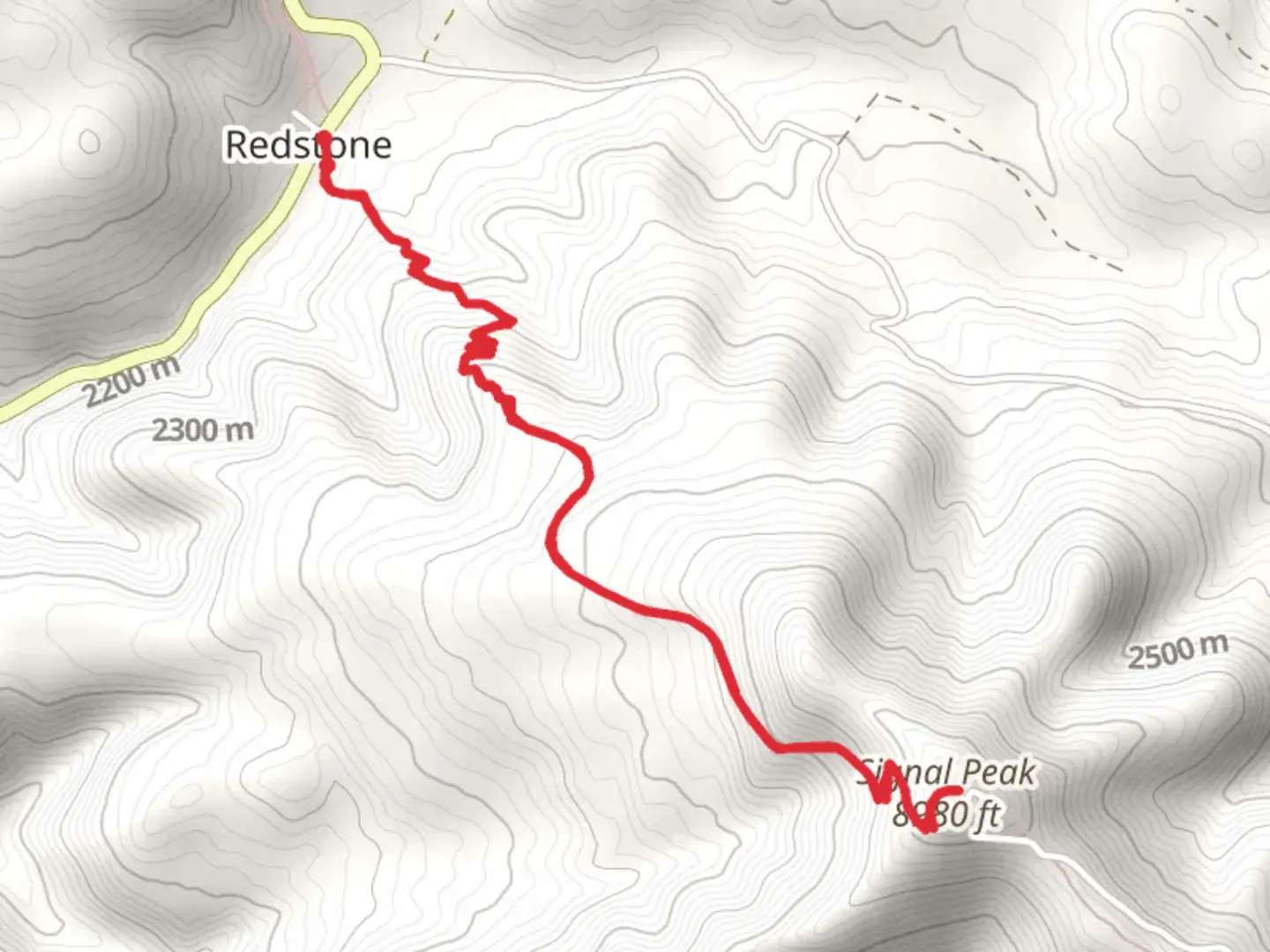 An image depicting the trail Signal Peak and its surrounding area.