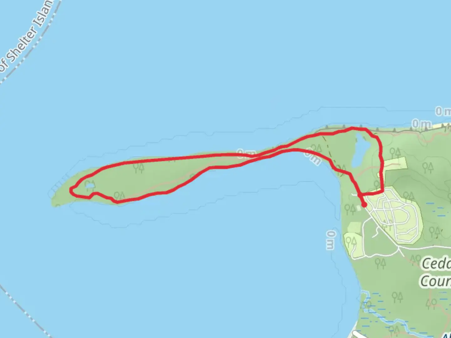 An image depicting the trail Cedar Point Light House Loop Trail and its surrounding area.