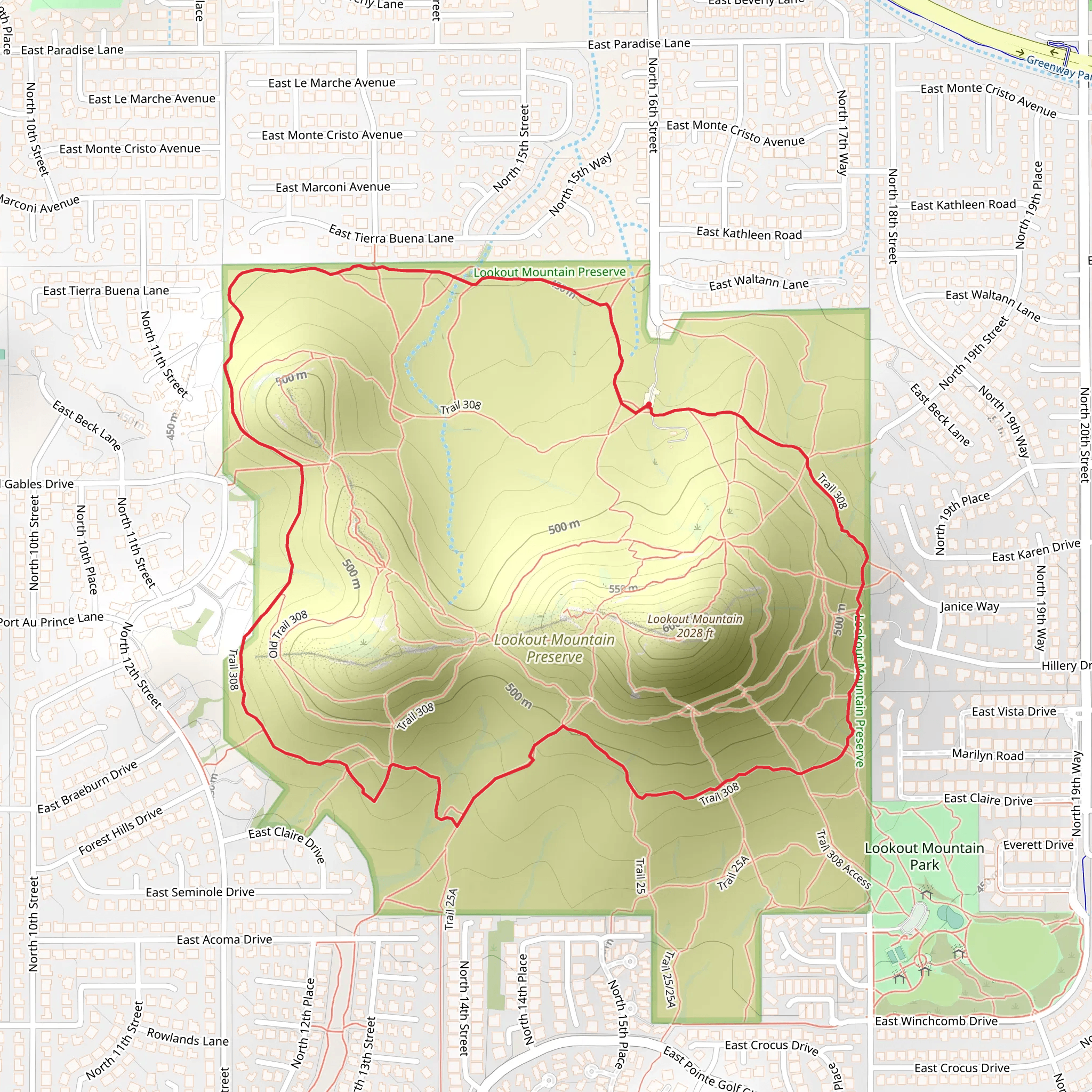 Lookout Mountain Outer Loop and Trail 308 mobile static map