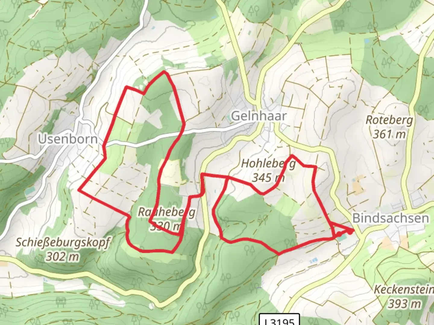 An image depicting the trail Taufsteinweg and Hessenweg 2 Loop and its surrounding area.