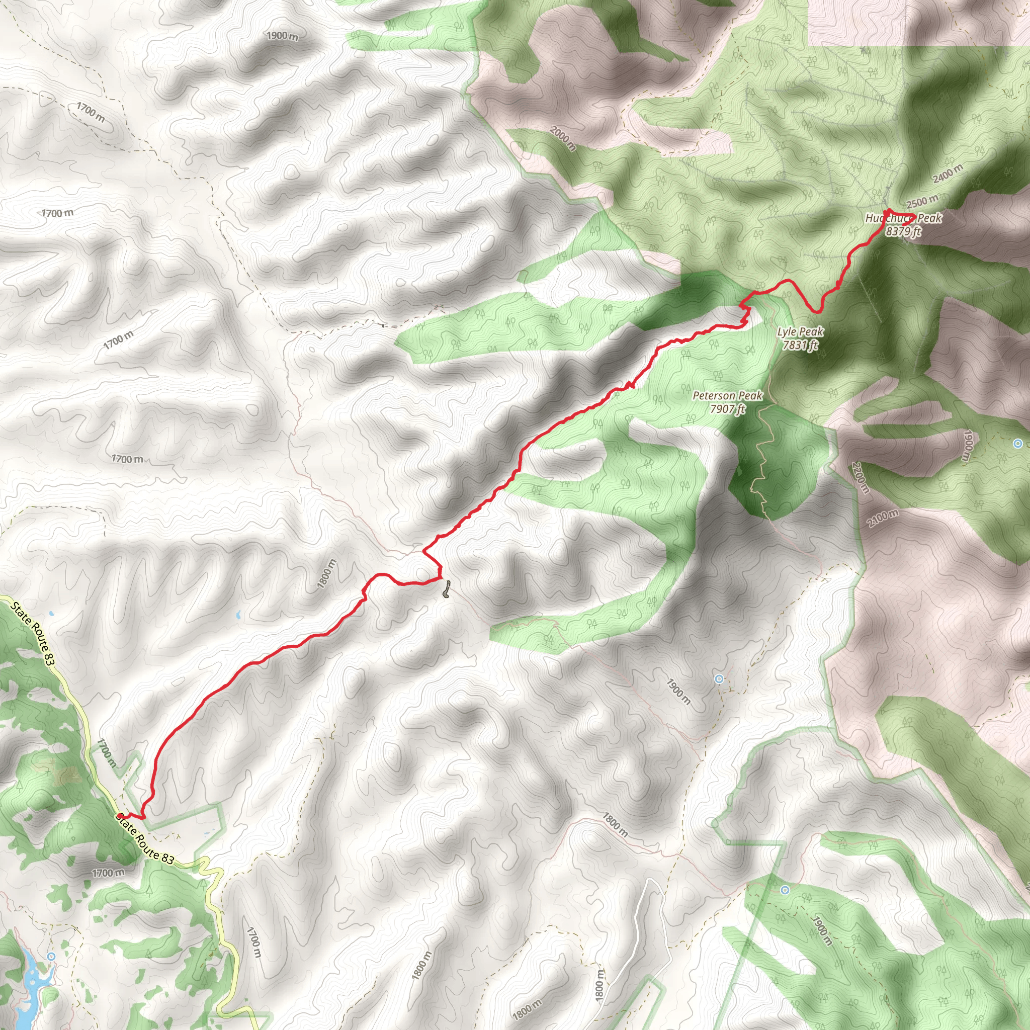 Huachuca Peak Trail mobile static map