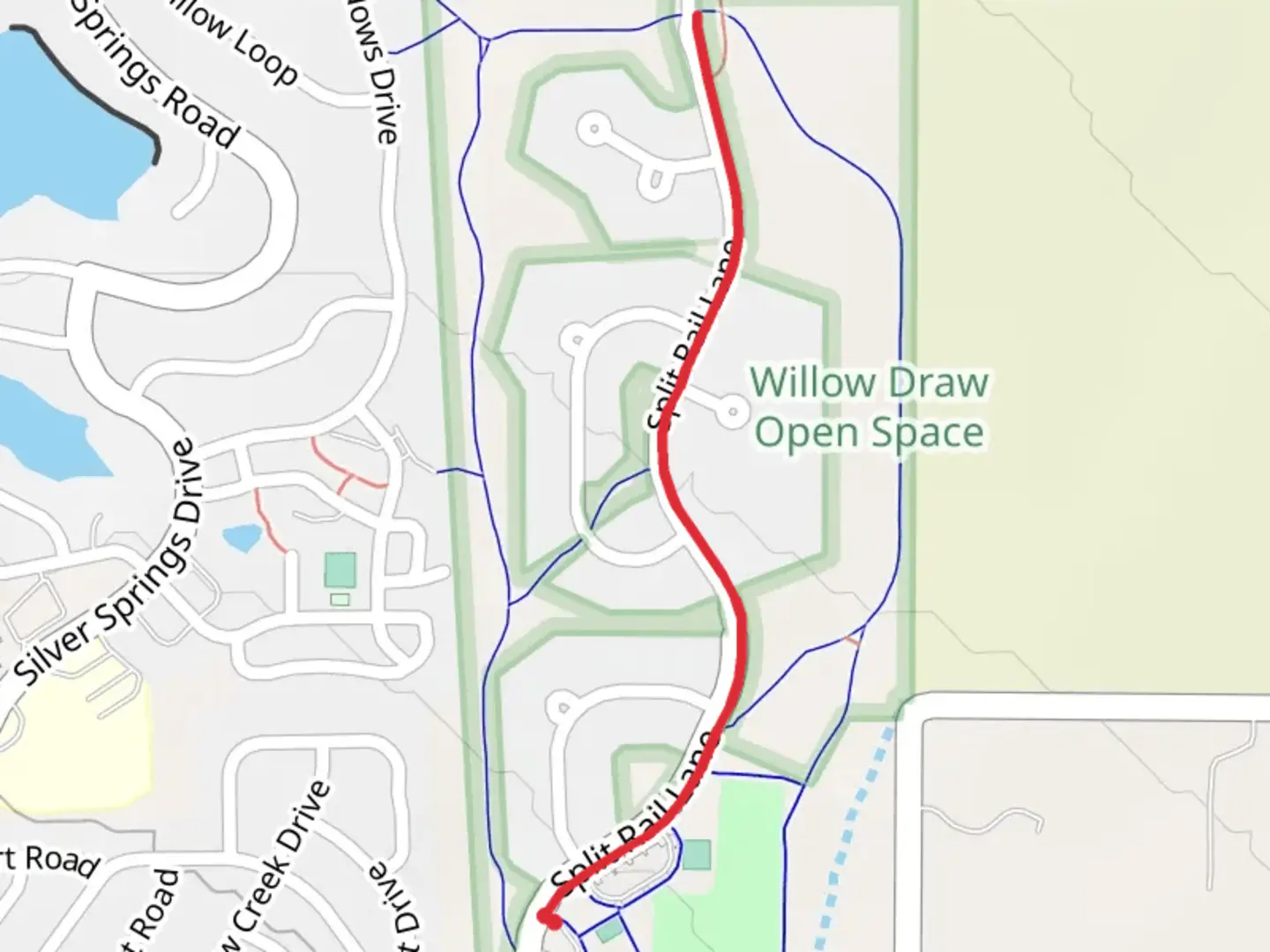 An image depicting the trail Split Trail and its surrounding area.