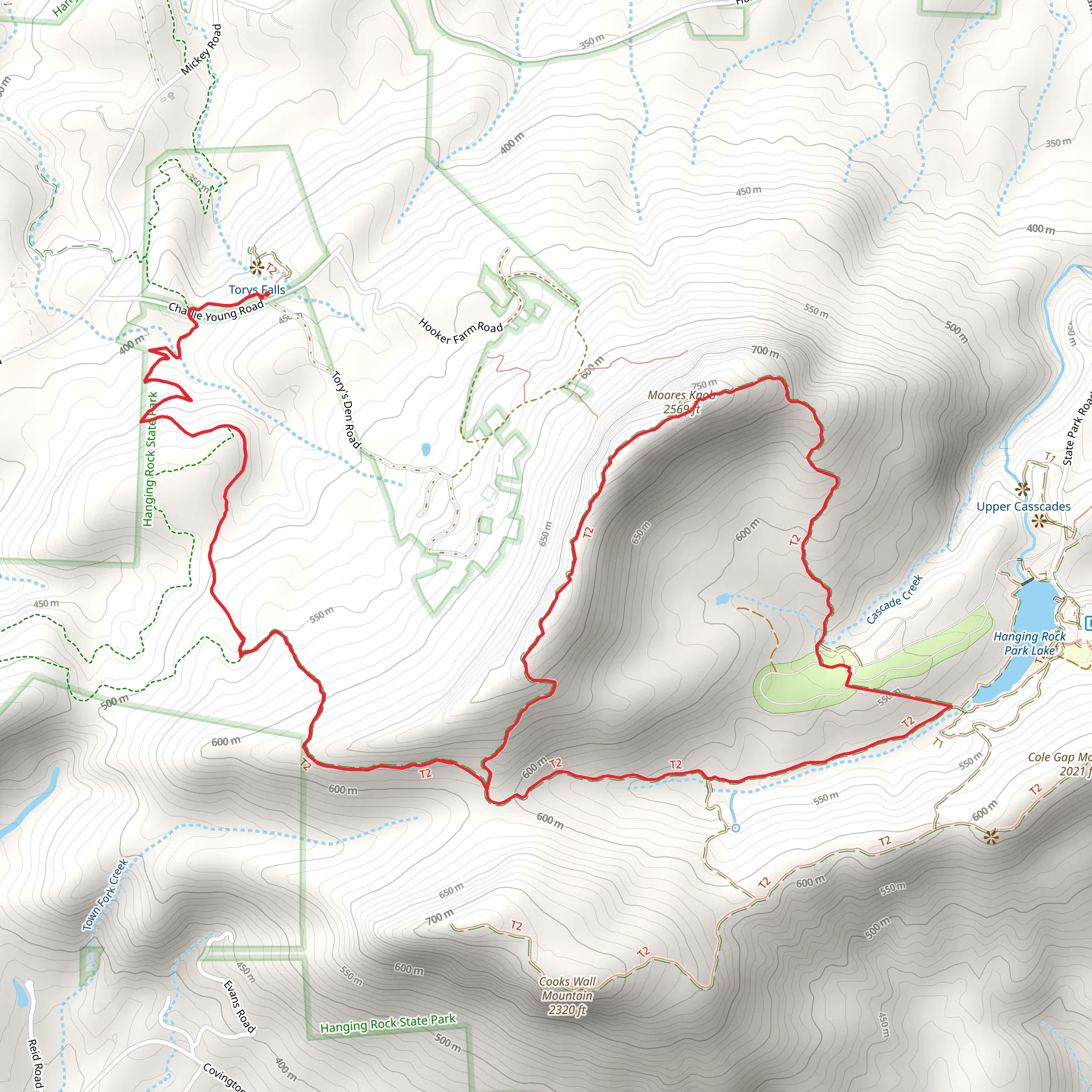 Torys Den, Moores Knob and Moores Wall Loop Trail mobile static map