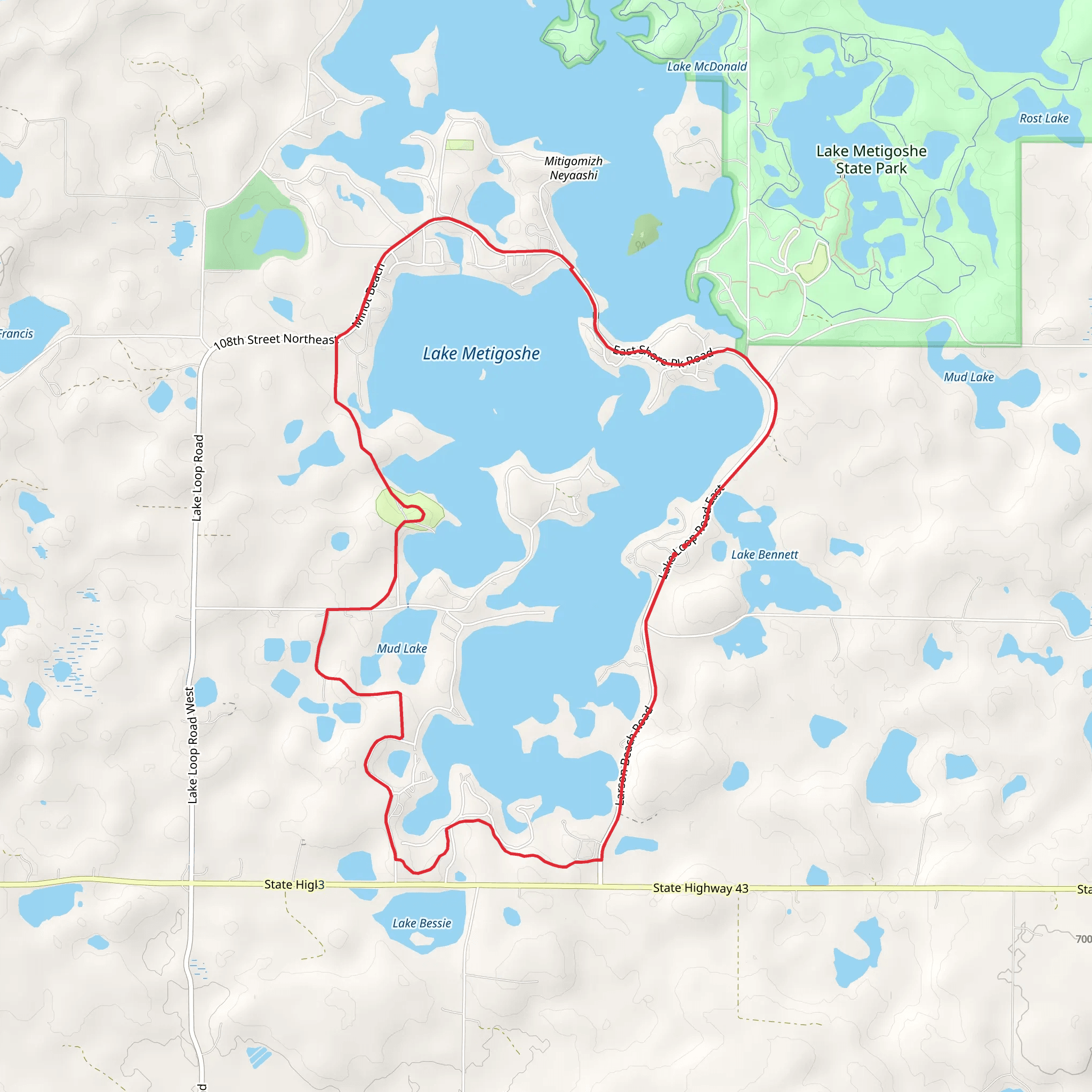 Lake Metigoshe Loop Path mobile static map