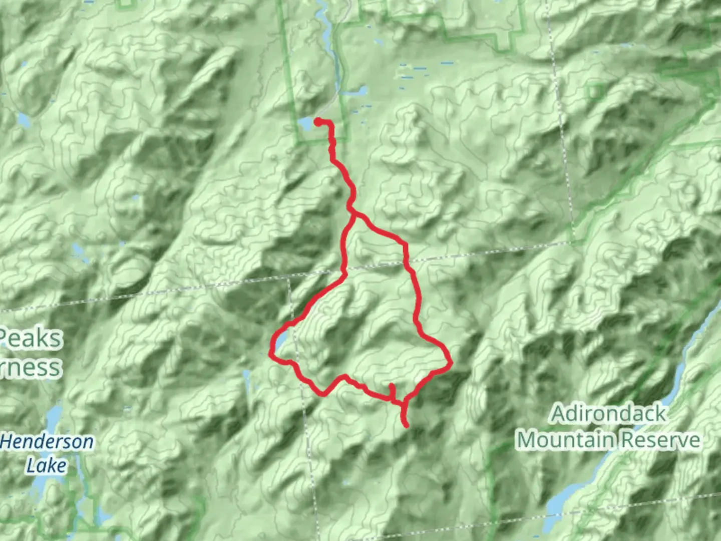 An image depicting the trail Lake Colden, Gray Peak and Mount Skylight Loop from Heart Lake and its surrounding area.