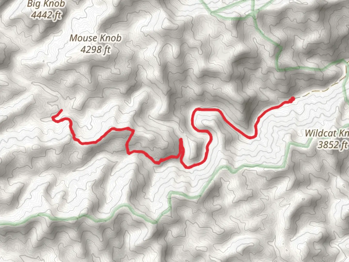 An image depicting the trail Burntrock Ridge via Big Snowbird Creek Trail and its surrounding area.