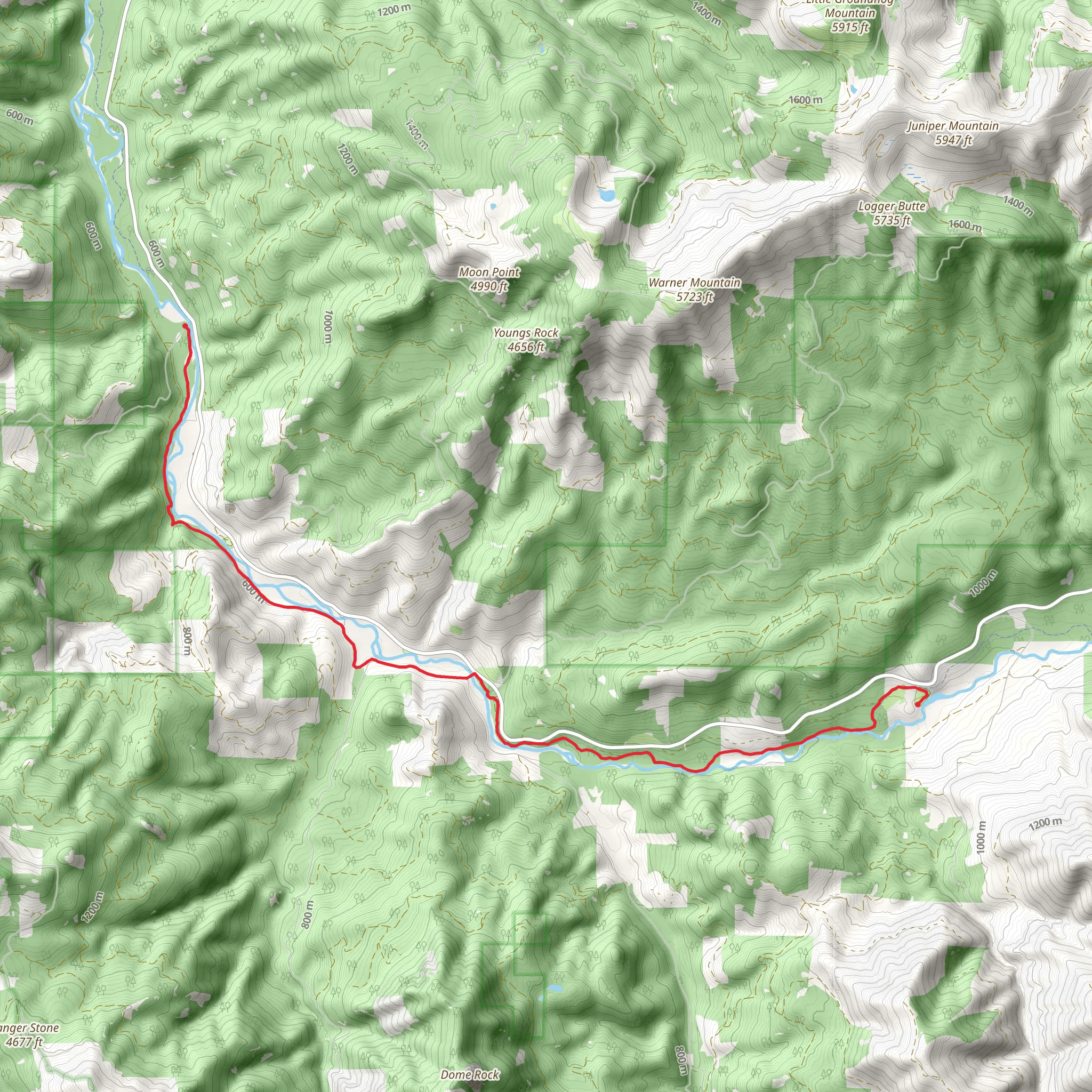 Middle Fork Trail Point to Point mobile static map
