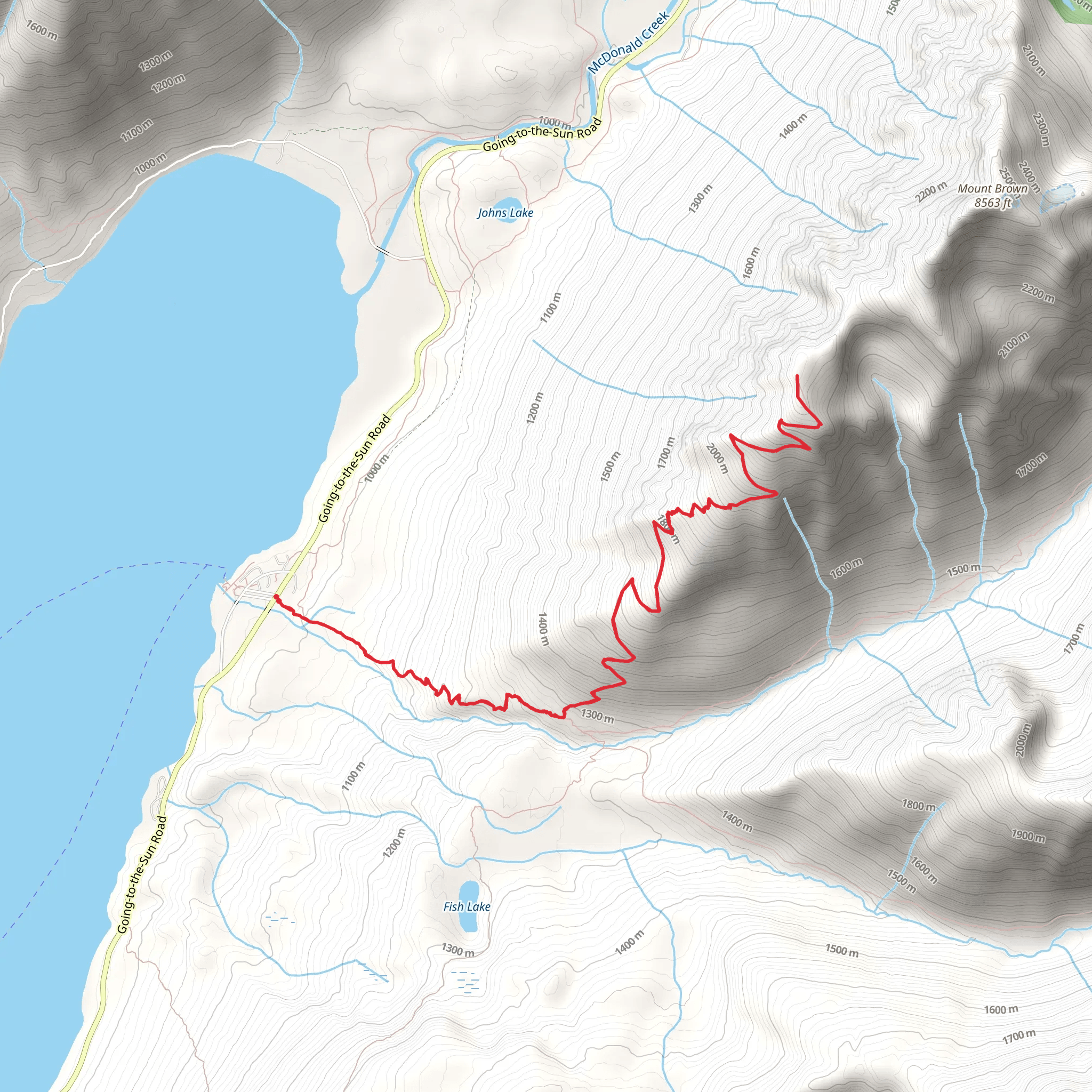 Mount Brown via Gunsight Pass Trail mobile static map