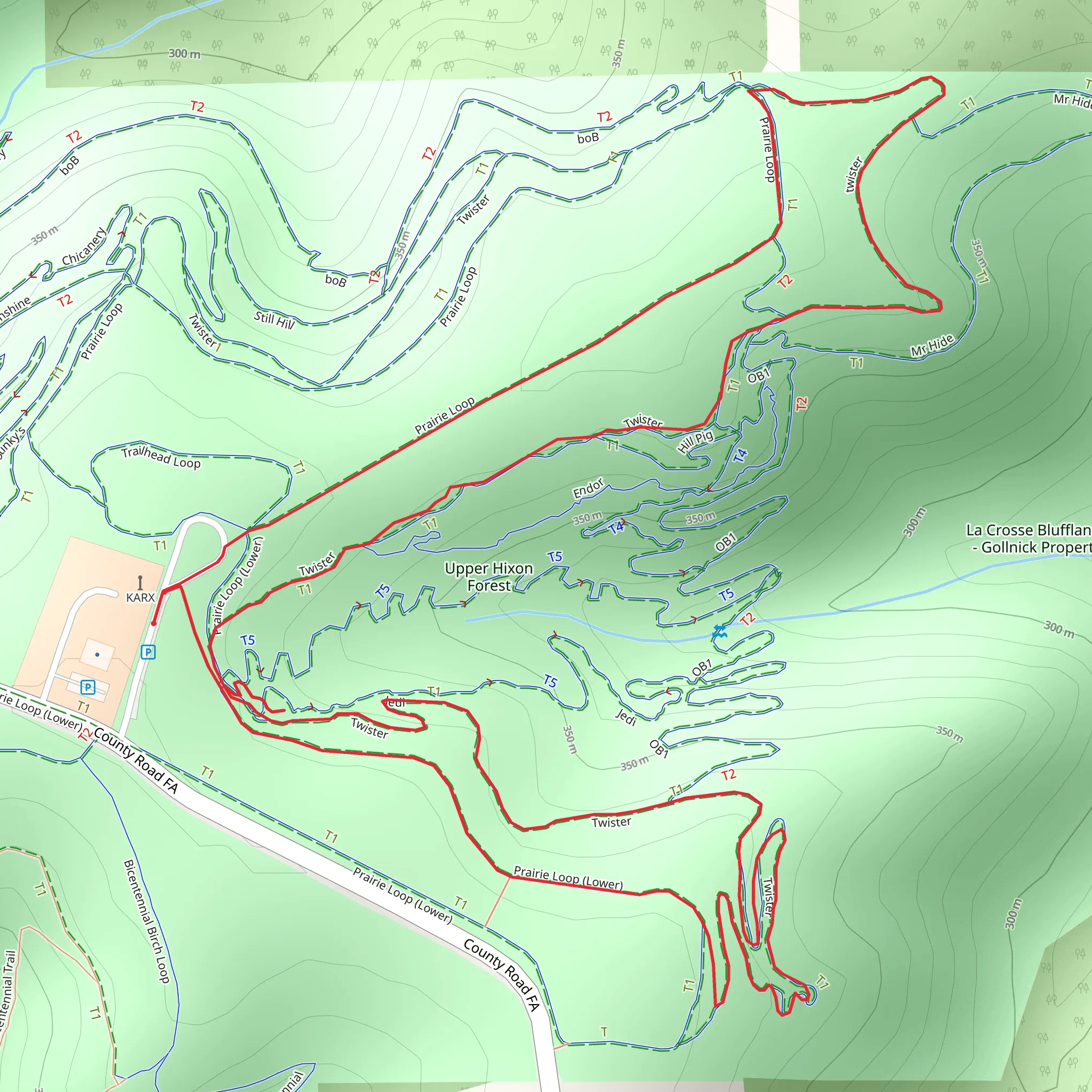 Upper Hixon Forest and Prairie Loop mobile static map