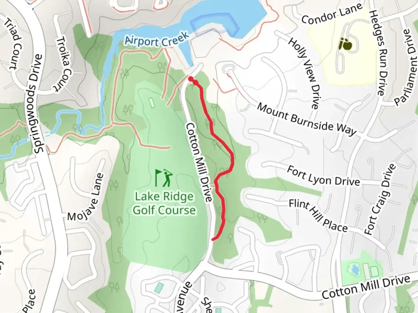 An image depicting the trail Cotton Mill Drive and its surrounding area.