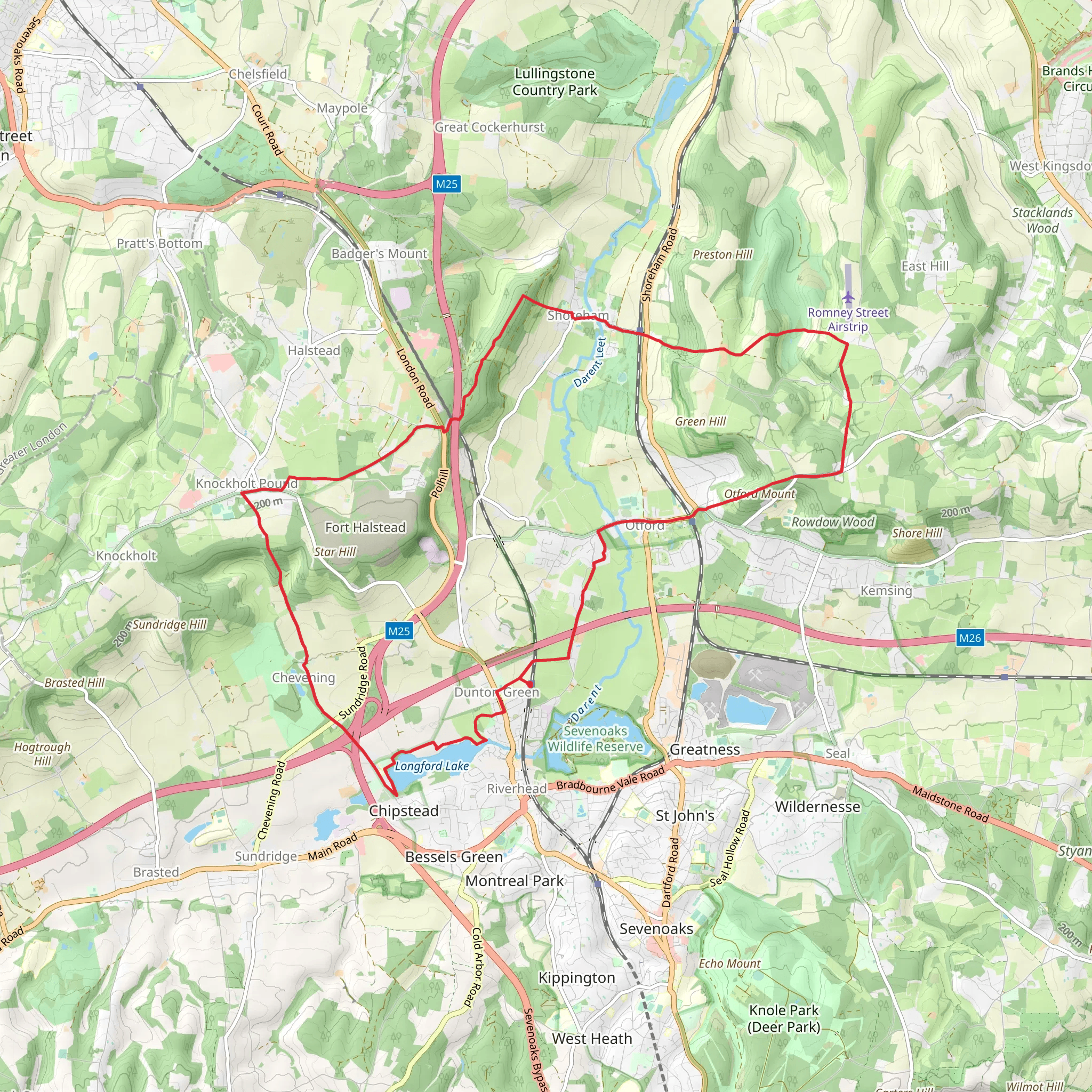 Dunston Green, Knockholt Pound and Otford Loop mobile static map
