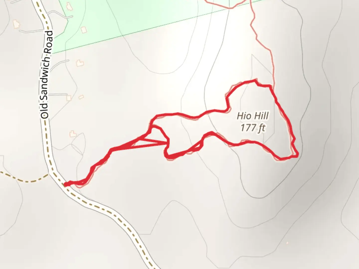 An image depicting the trail Hio Hill Loop and its surrounding area.