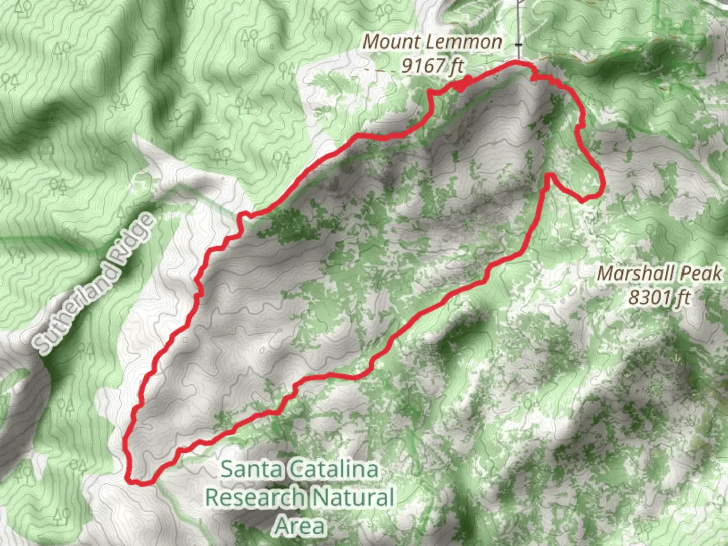 An image depicting the trail Mount Lemmon, Arizona and Aspen Loop Trail and its surrounding area.