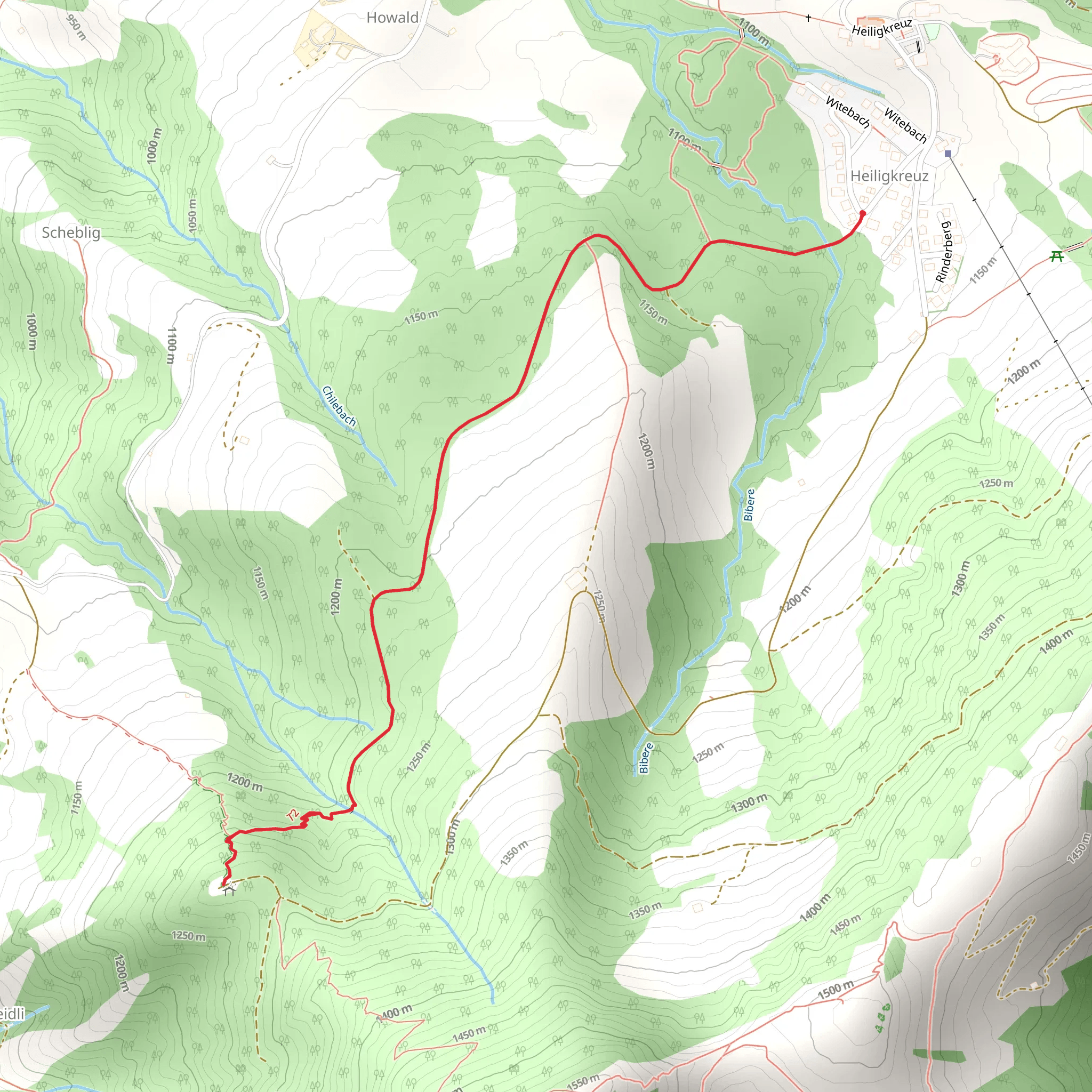 Schutzwaldpfad Heiligkreuz mobile static map