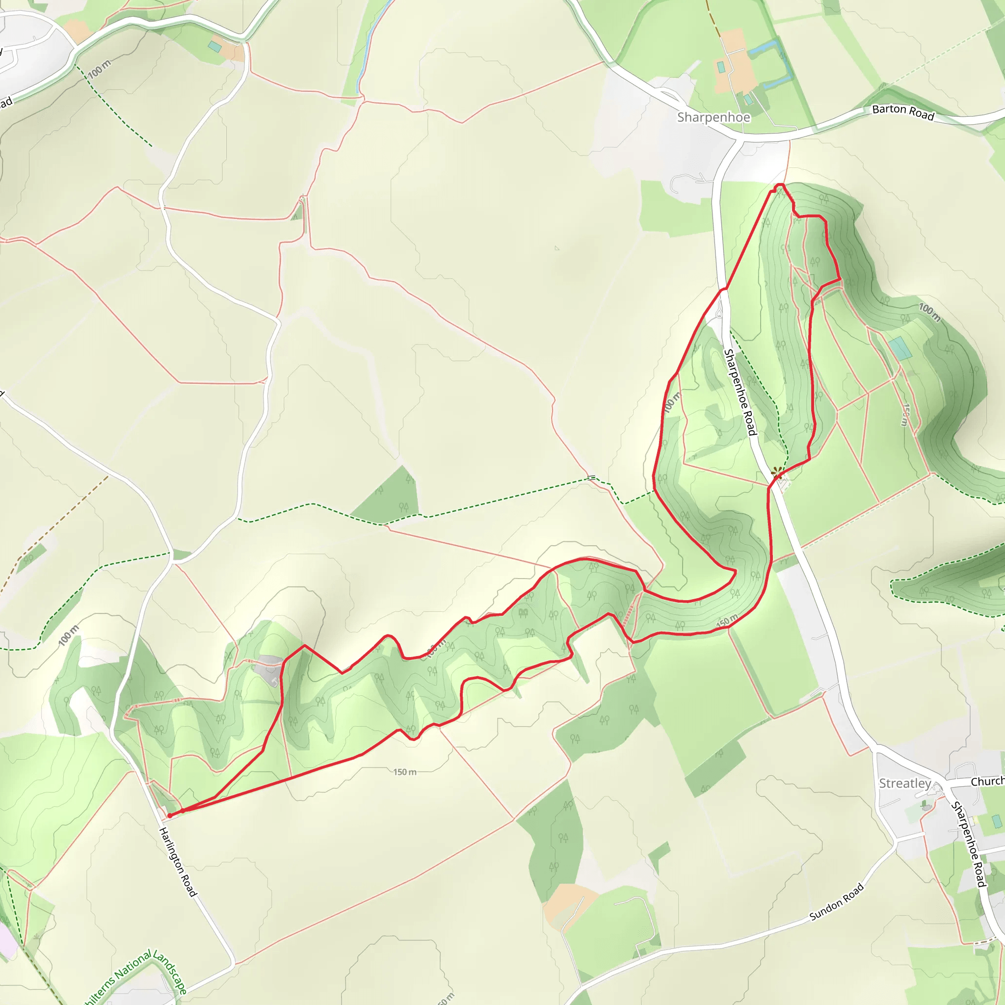 Sundon Hills Country Park and Settlement Memorial Loop mobile static map