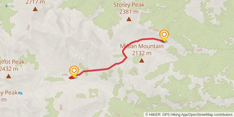 Milton Mountain Trail via Wolf Creek Trail stage 3 Map