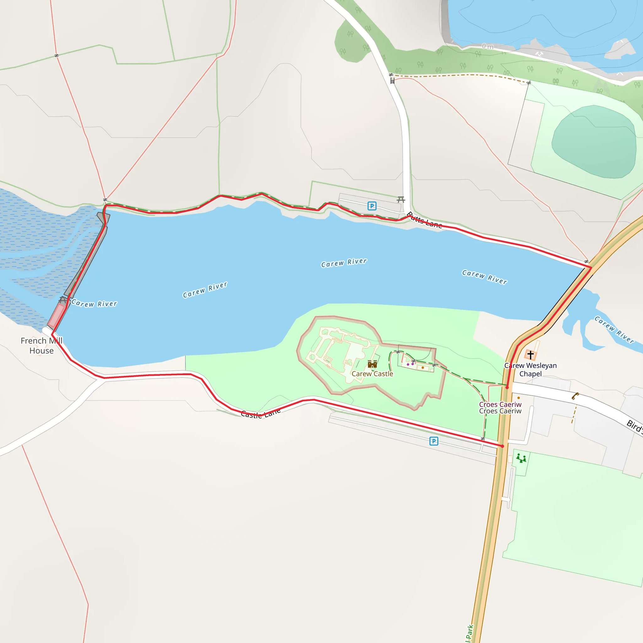 Carew Castle Loop mobile static map