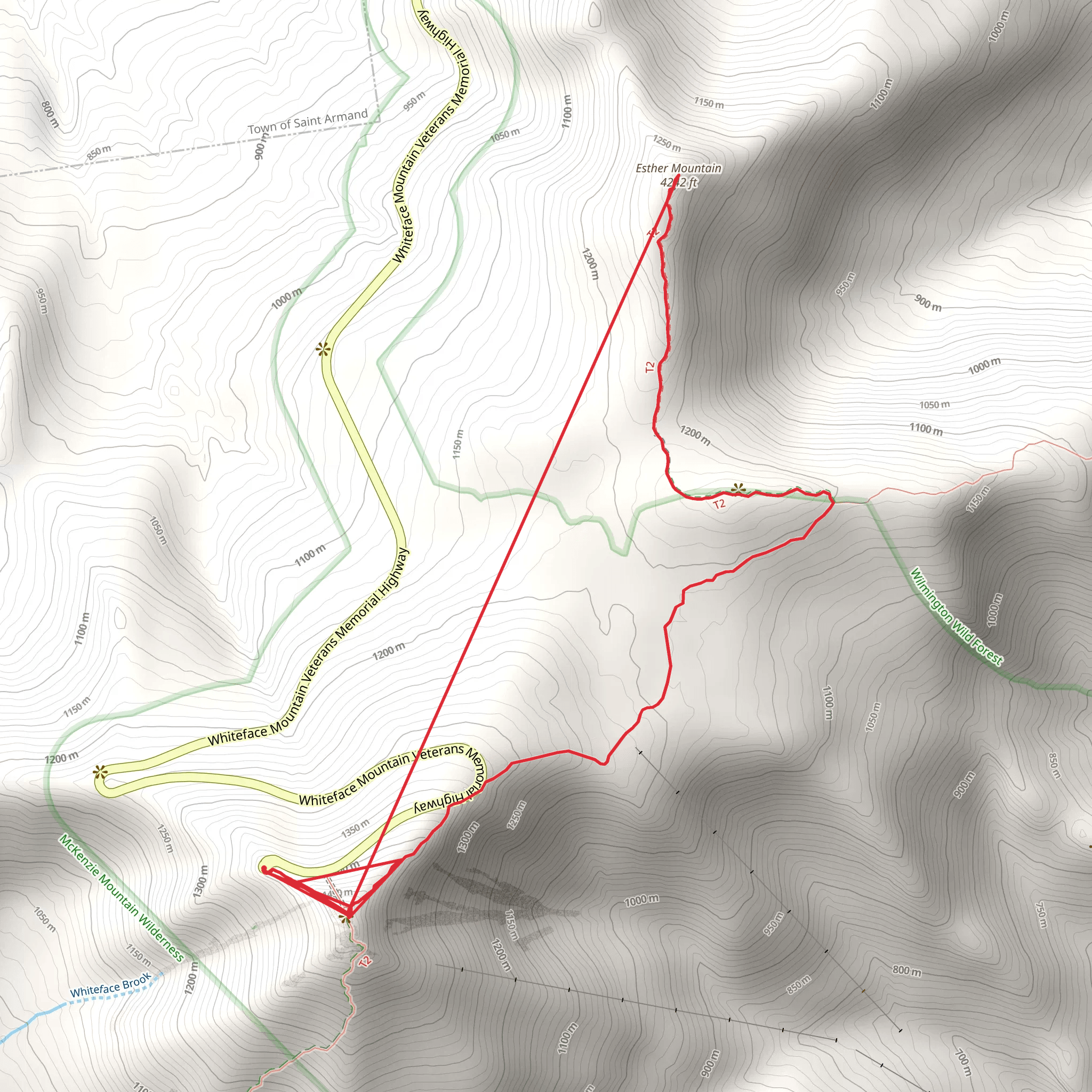 Whiteface Mountain and Esther Mountain Trail mobile static map