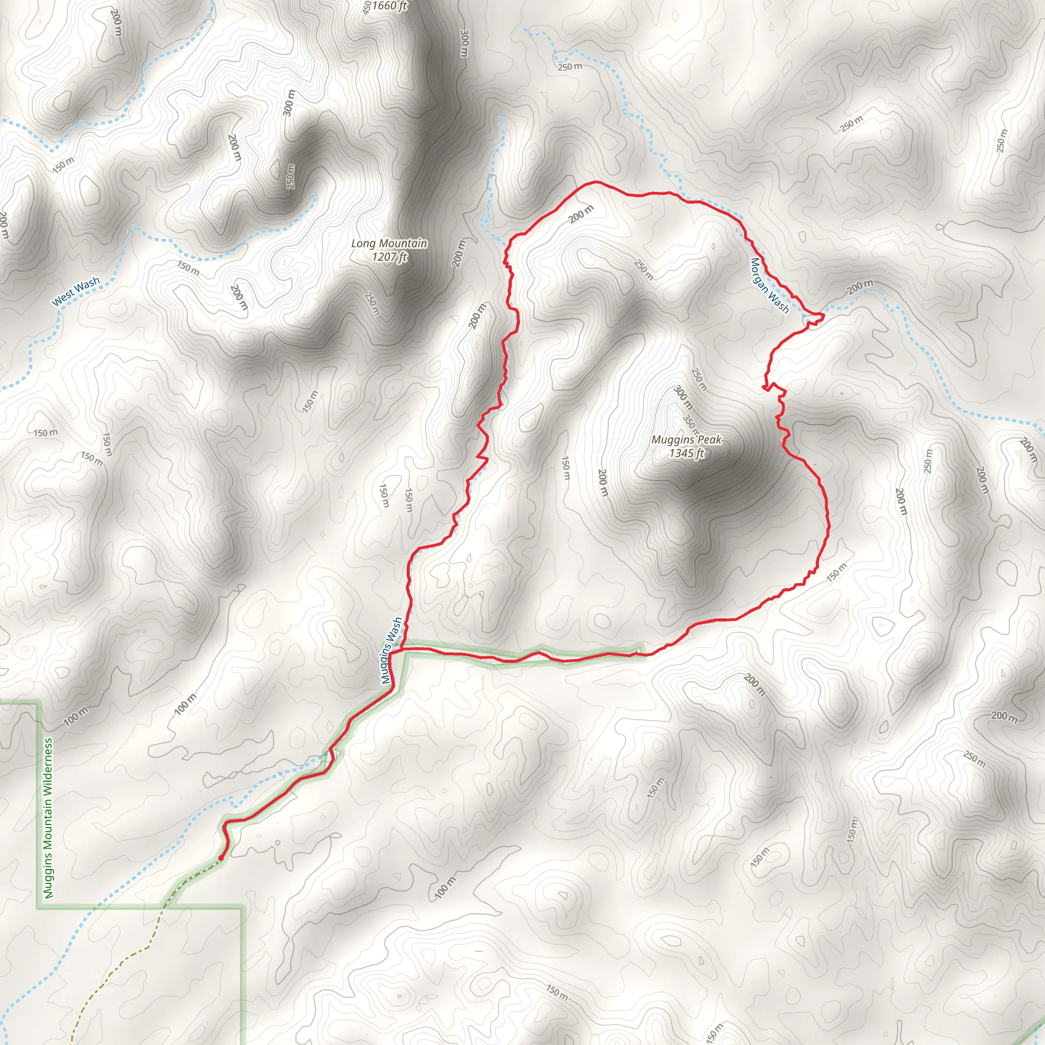 Muggins Wash and Peak Loop mobile static map