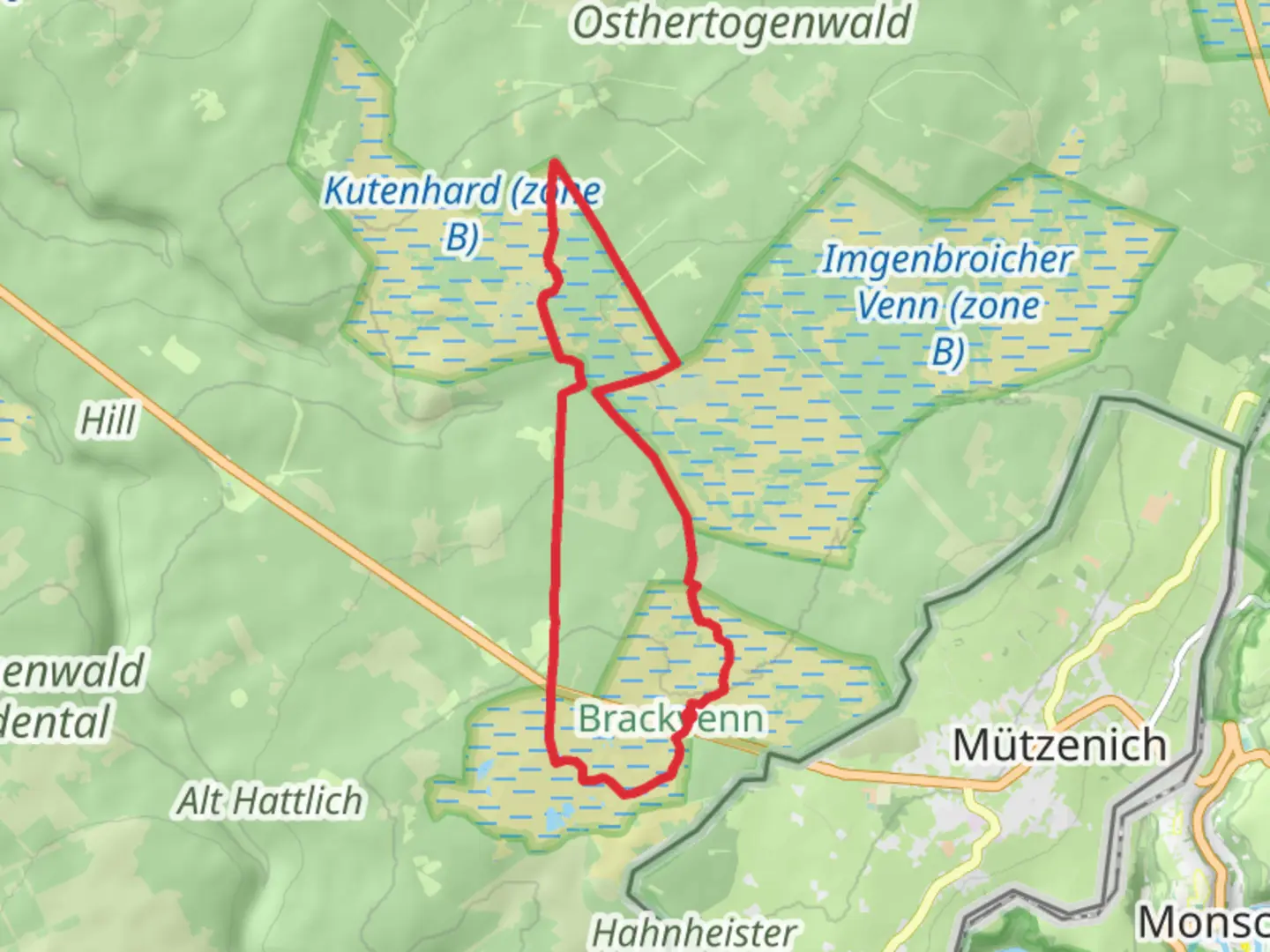An image depicting the trail Blick ins Venn via Geopfad and its surrounding area.