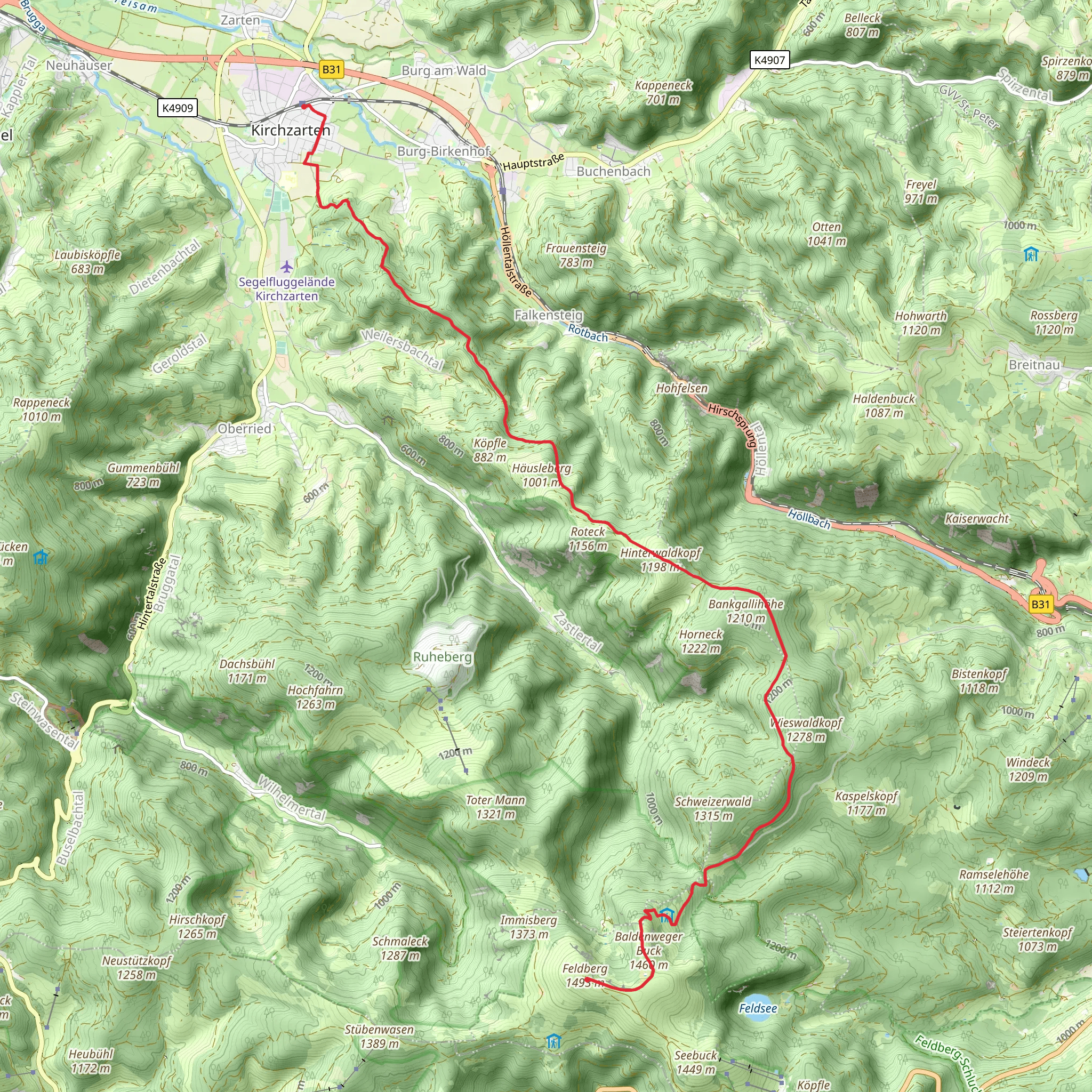 Feldberg Walk from Kirchzarten mobile static map