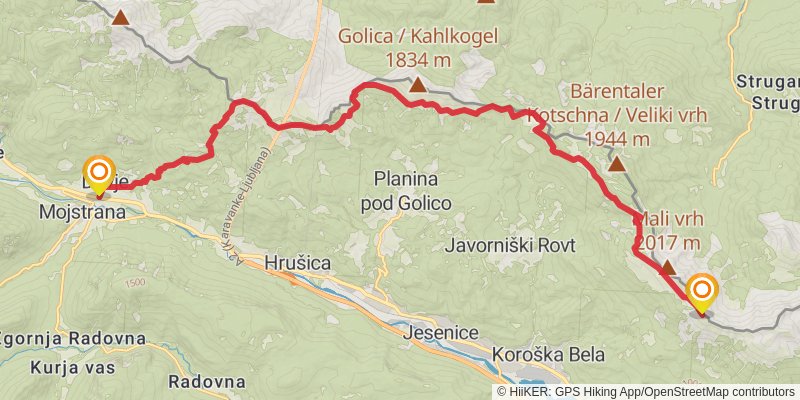The Slovene Mountain Trail stage 15 Map