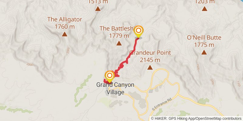 Tonto Trail - Grandview To Bright Angel stage 4 Map