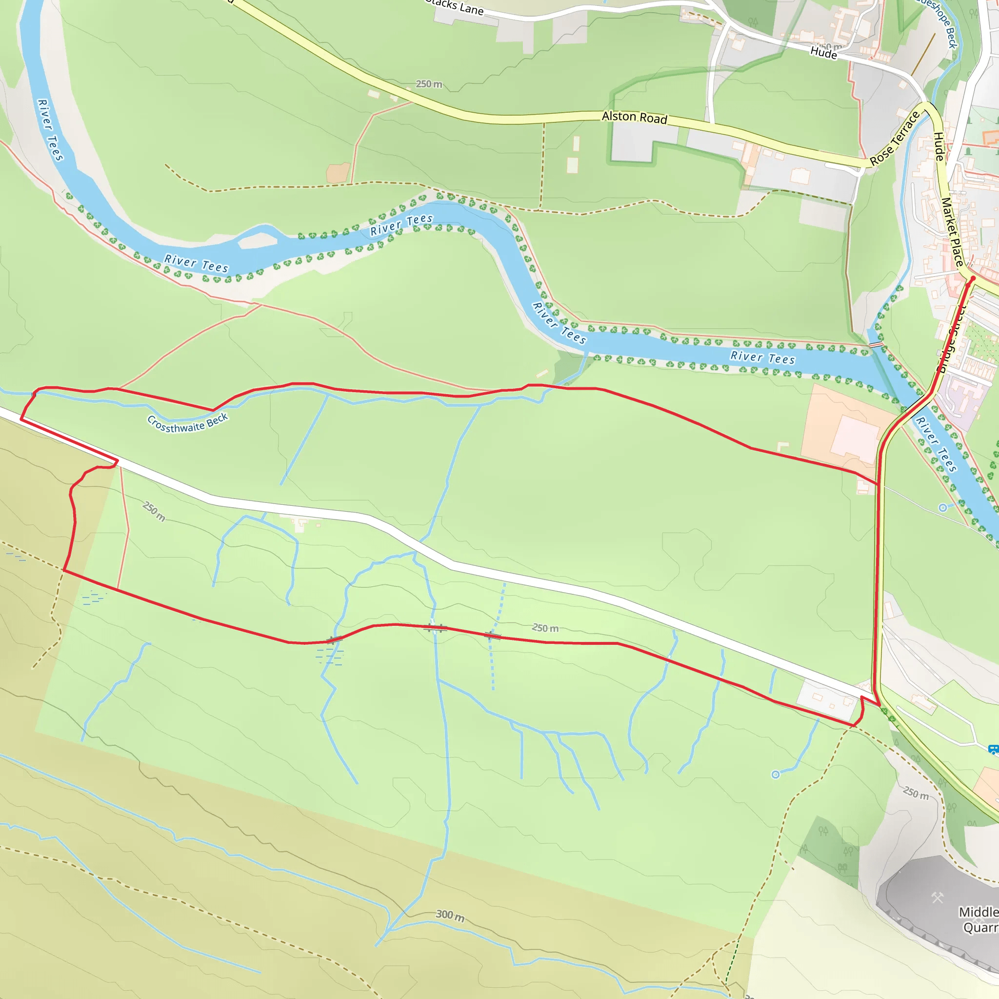 Railway Walk from Middleton-in-Teesdale mobile static map