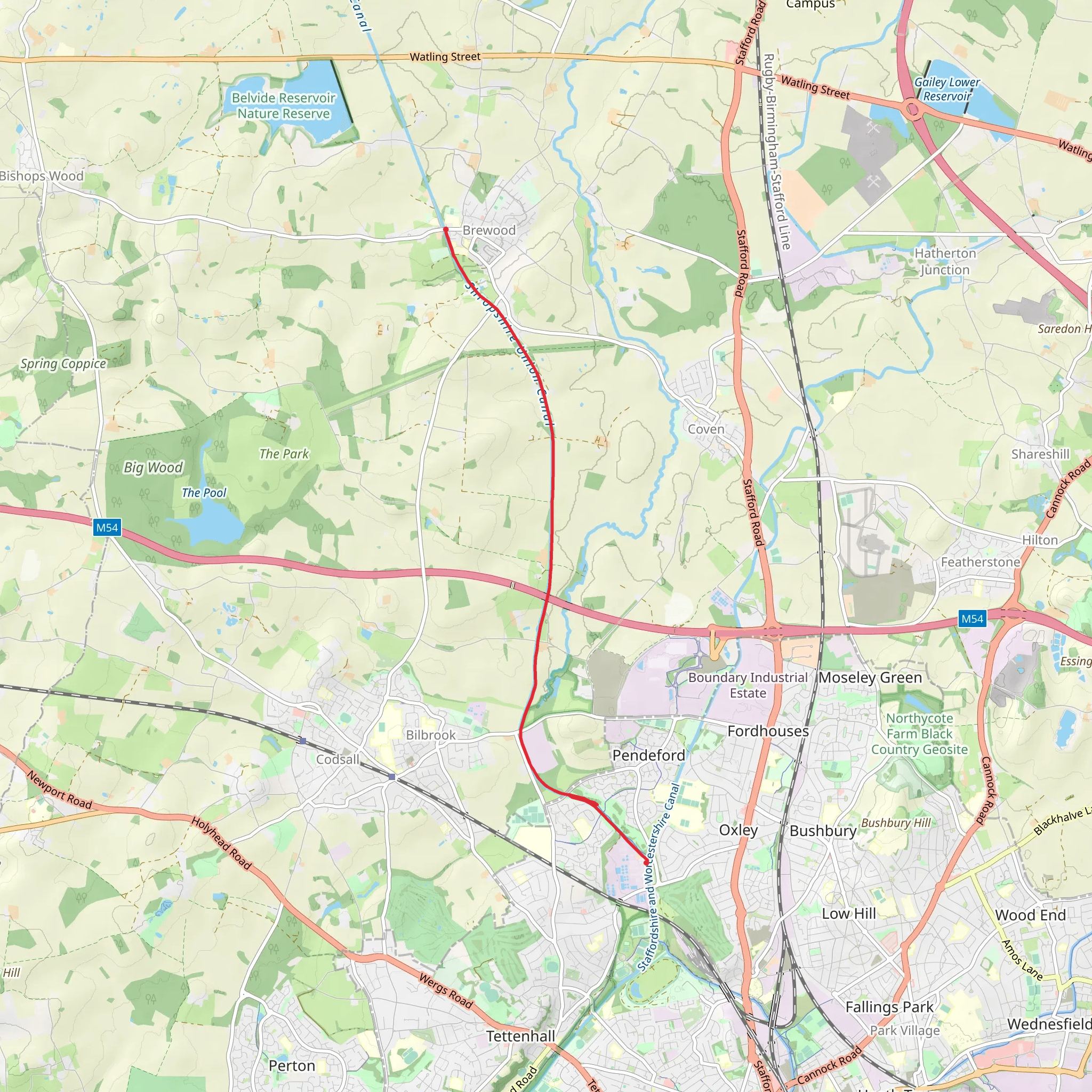 Breewood to Autherley Junction Walk mobile static map