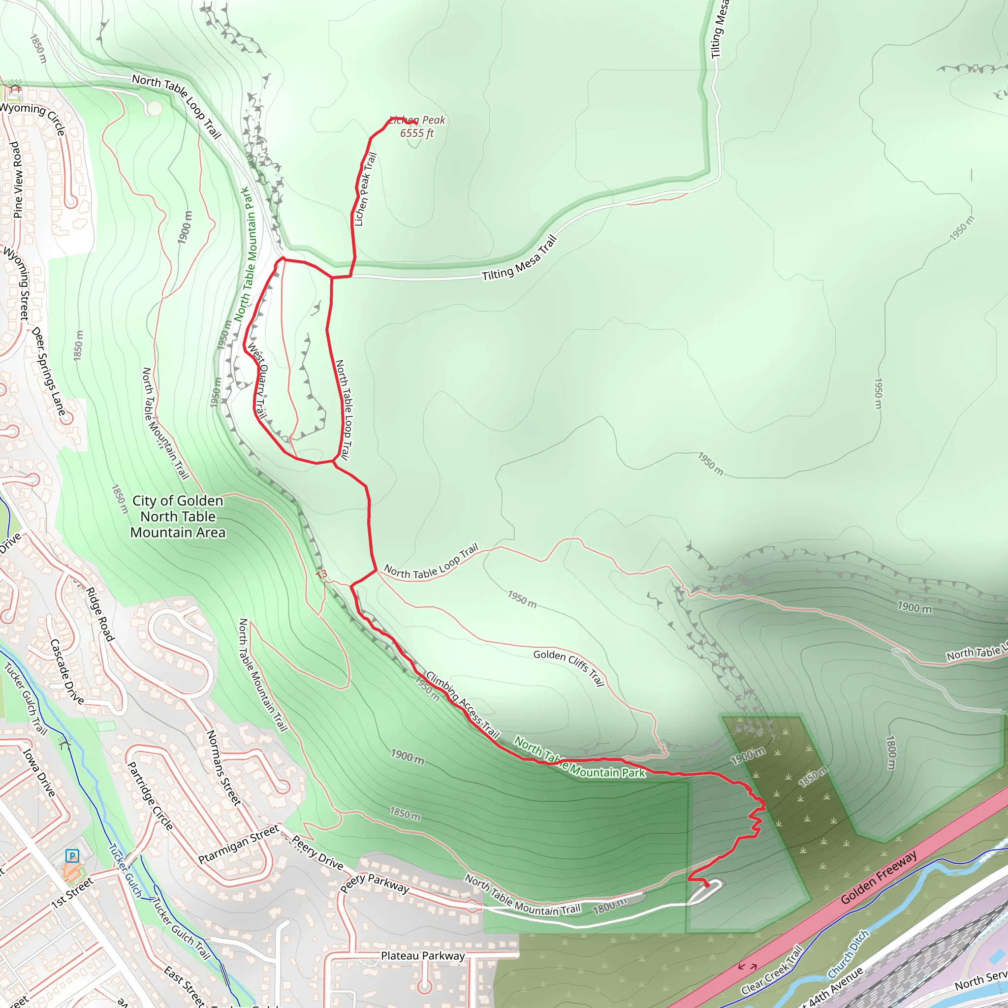 Lichen Peak via Golden Cliffs Trail mobile static map