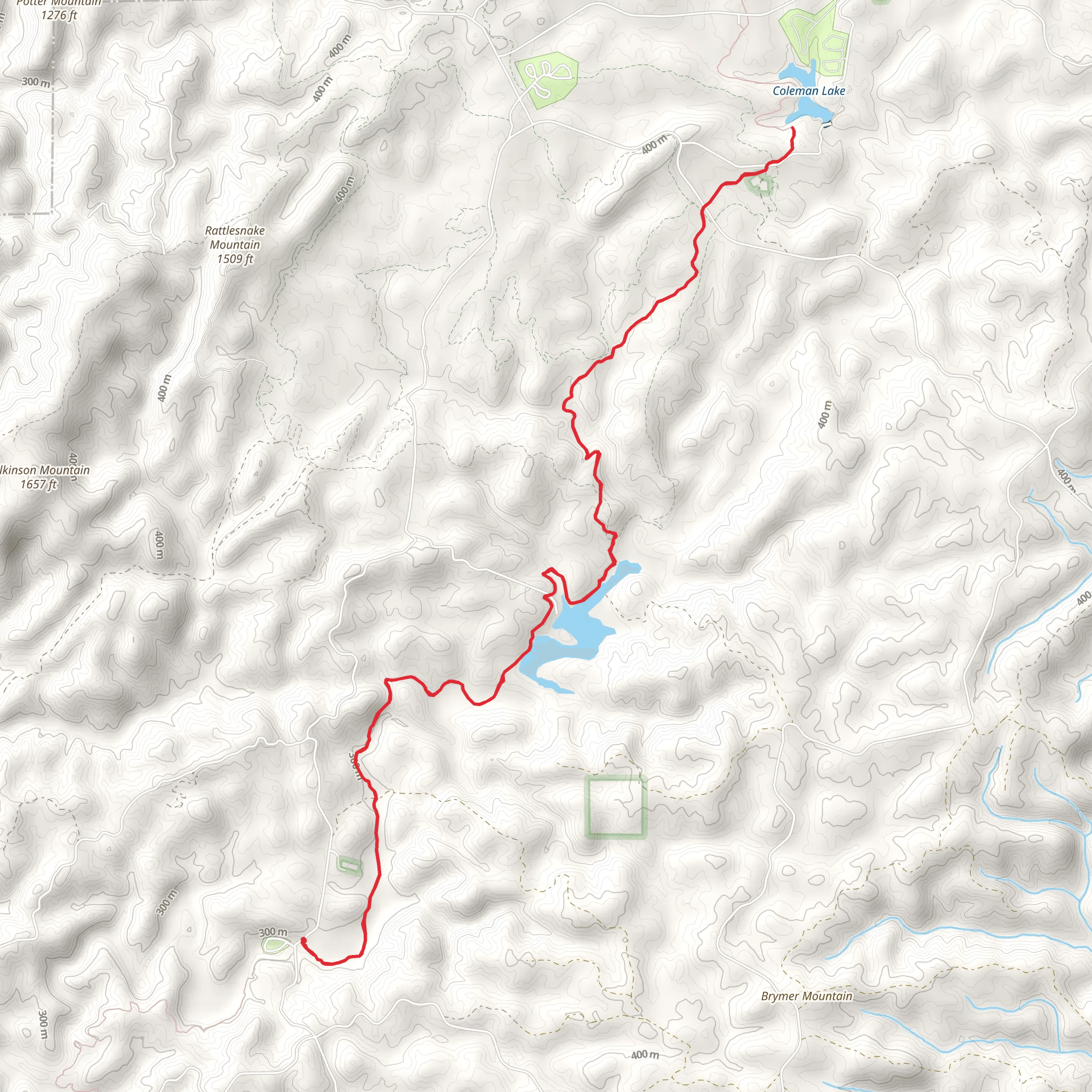 Coleman Lake via Pinhoti Trail mobile static map
