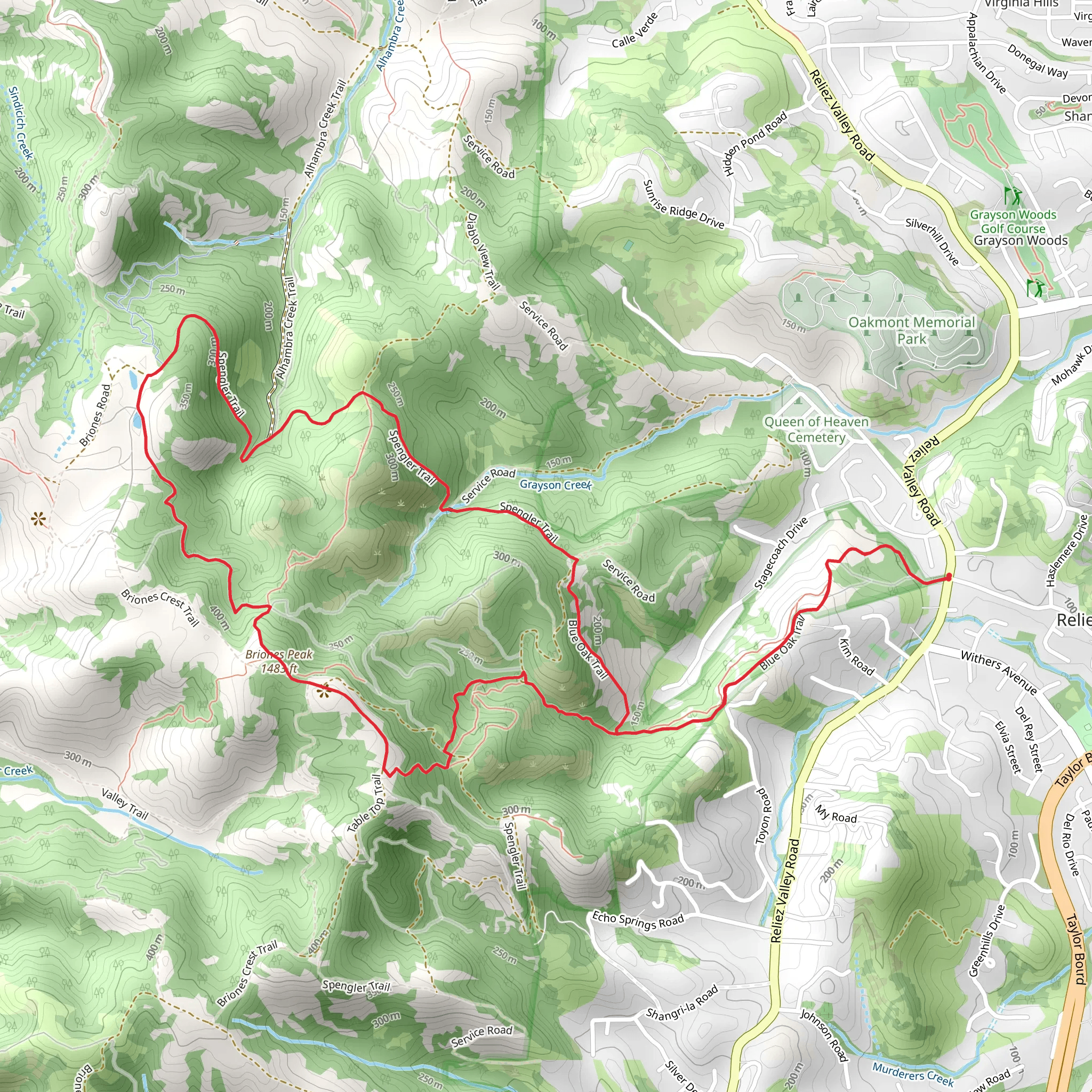 Briones Park via Ivan Dickson Trail mobile static map