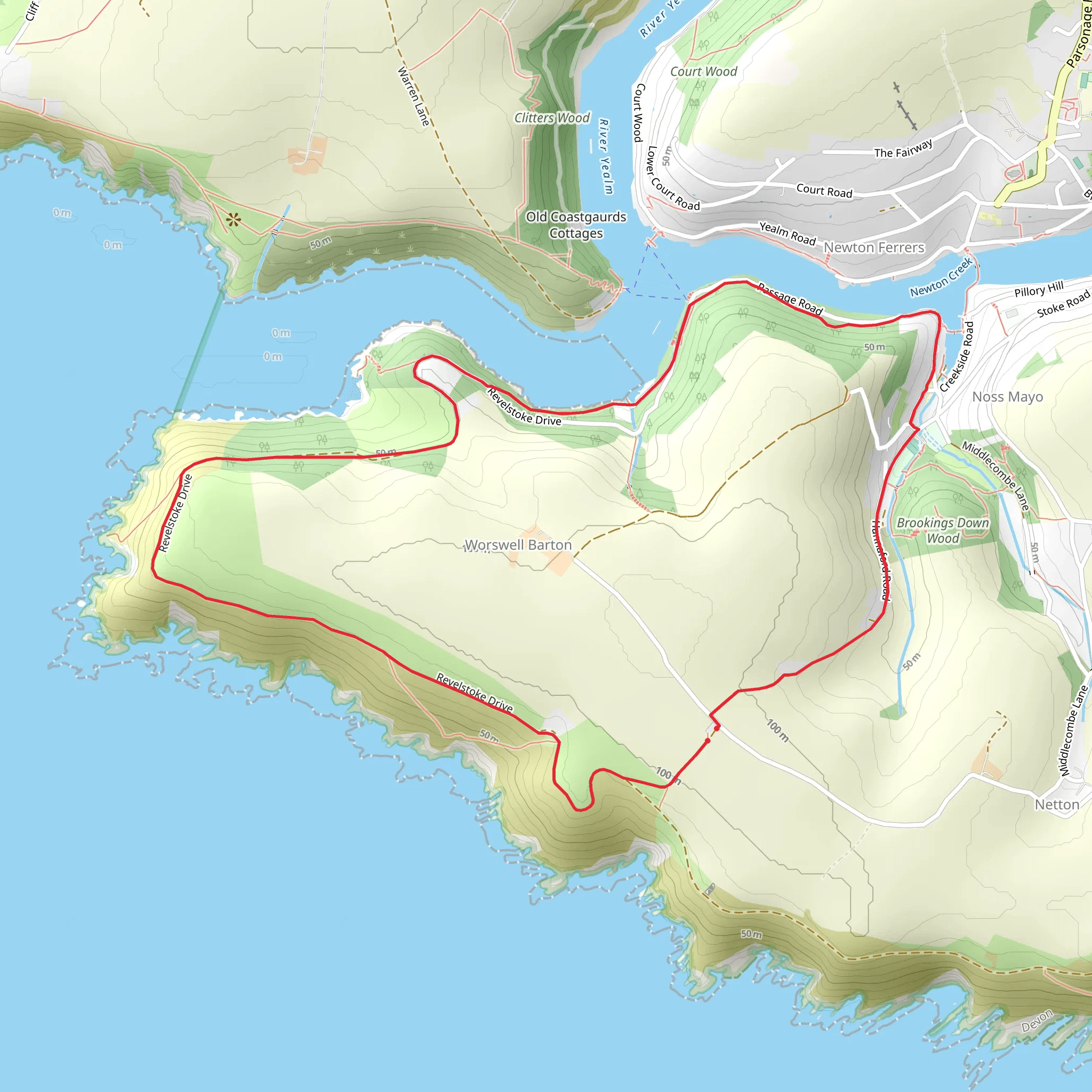 Noss Mayo and Revelstoke Drive Walk mobile static map