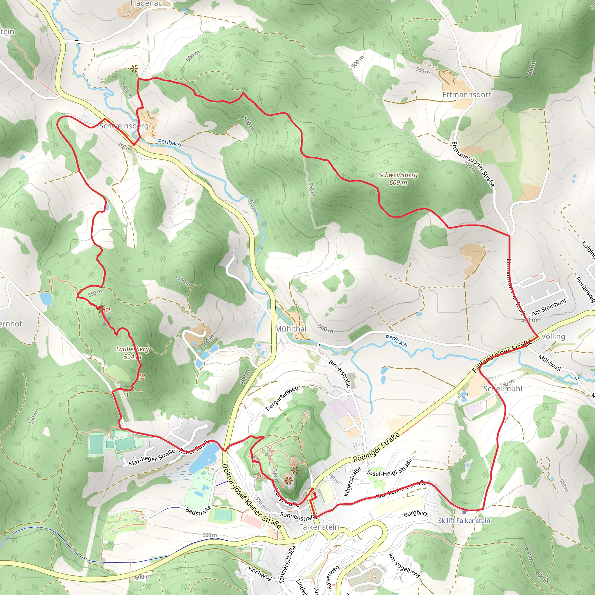 Lauberberg and Schweinsberg via Oberpfalzweg mobile static map