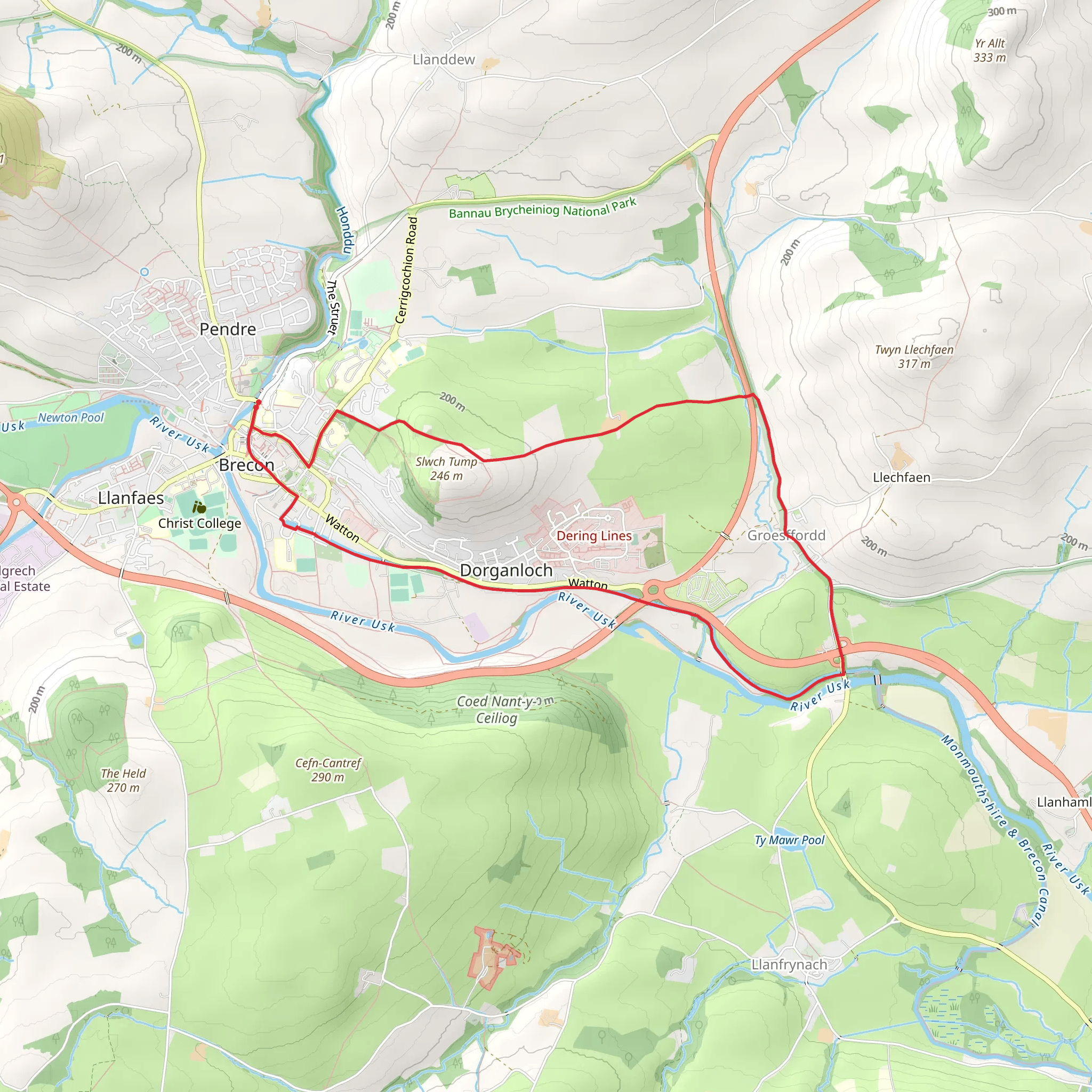 Groesfford and M and B Canal from Brecon mobile static map