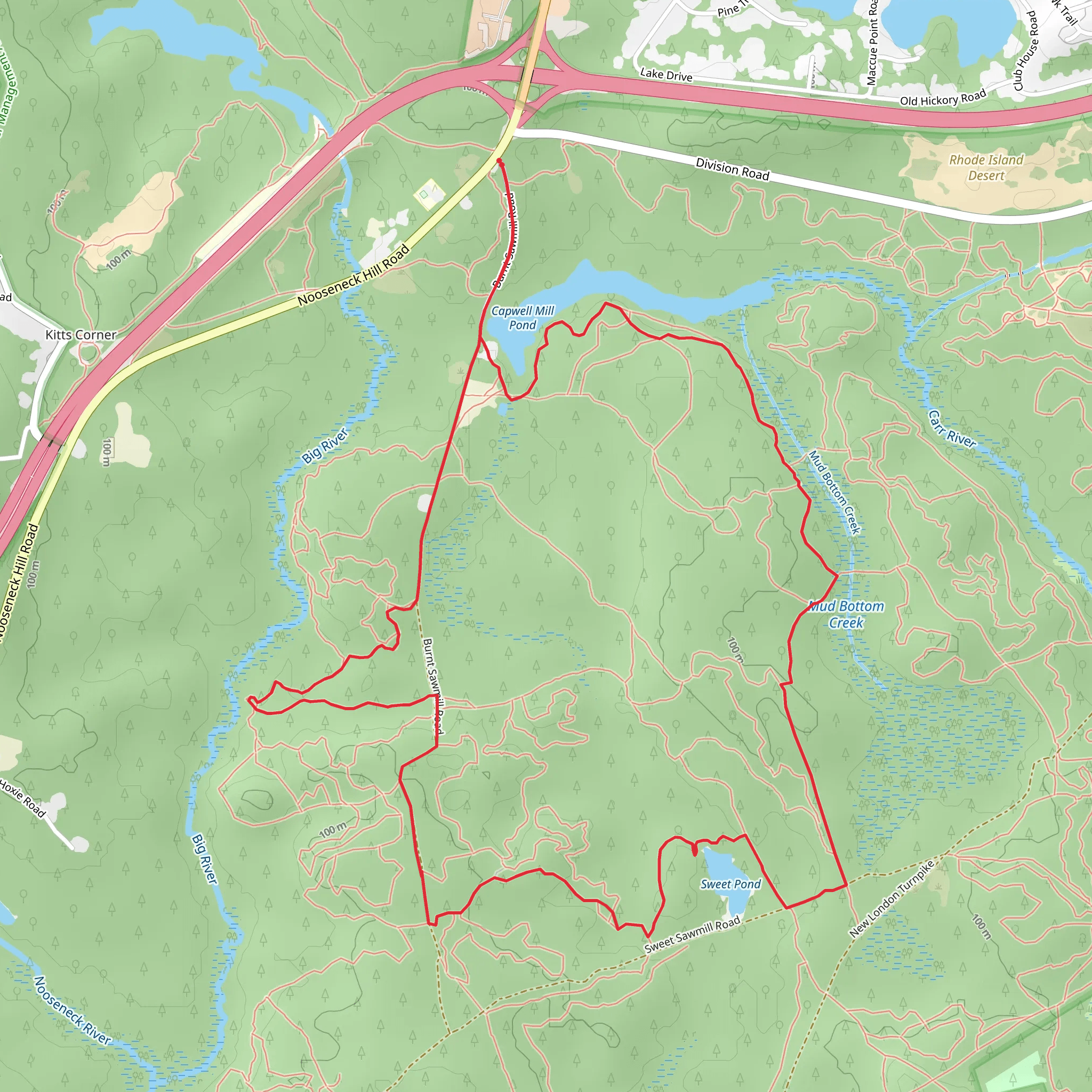 Upper Piney and Jim's Dam Bridge Loop mobile static map