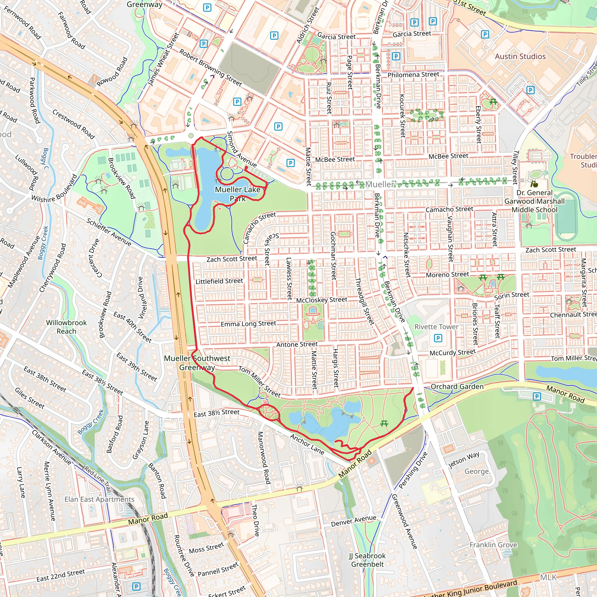 Mueller Lake Trail mobile static map