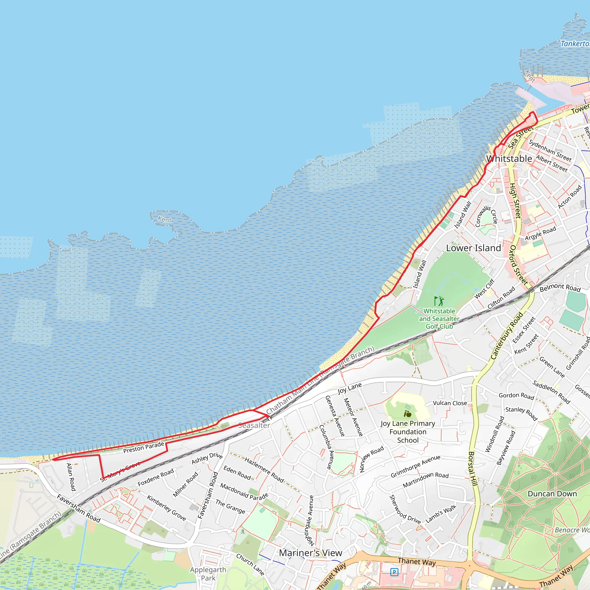 Whitstable Harbour and Mean High Water via England Coast Path mobile static map