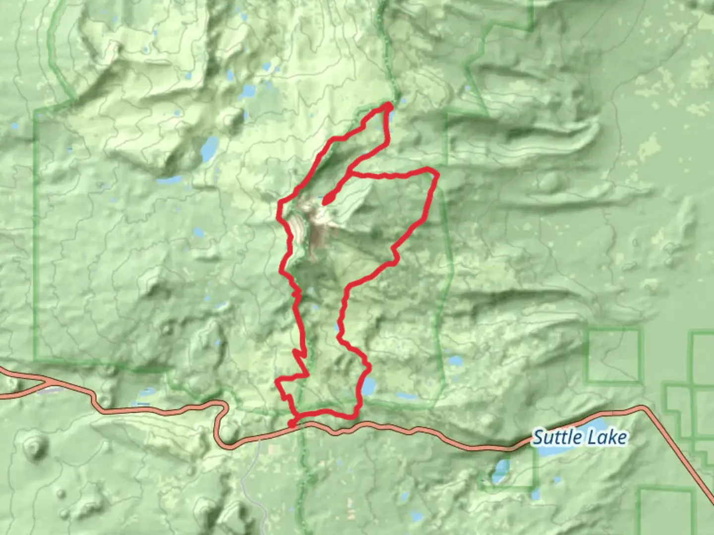 An image depicting the trail Porcupine Rock, Minto Pass, Wasco Lake and Square Lake Loop and its surrounding area.