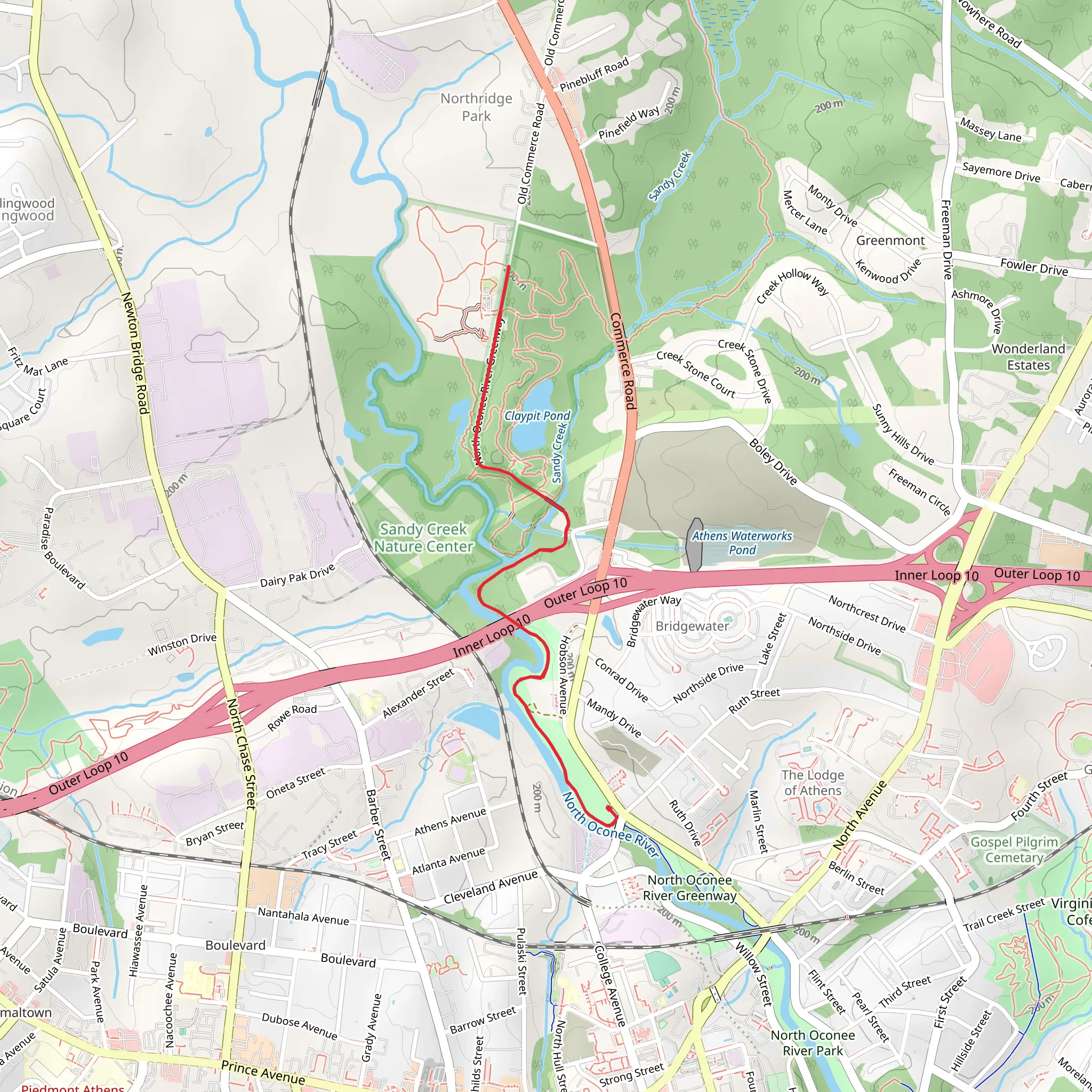 North Oconee River Greenway mobile static map