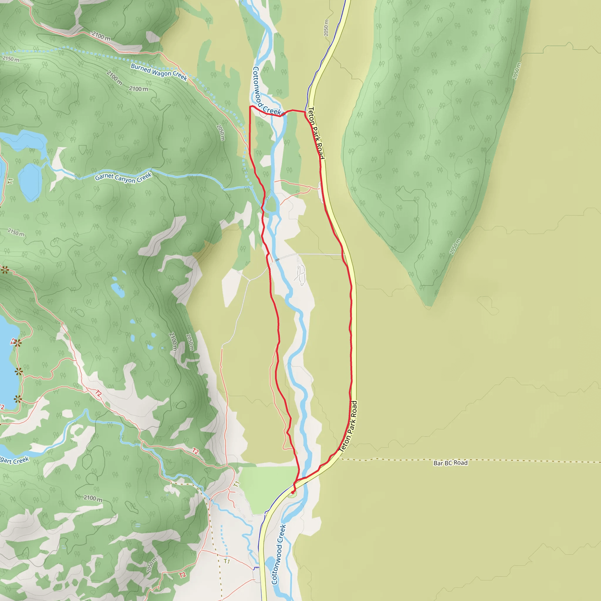 Cottonwood Creek Loop - Teton Park Road mobile static map