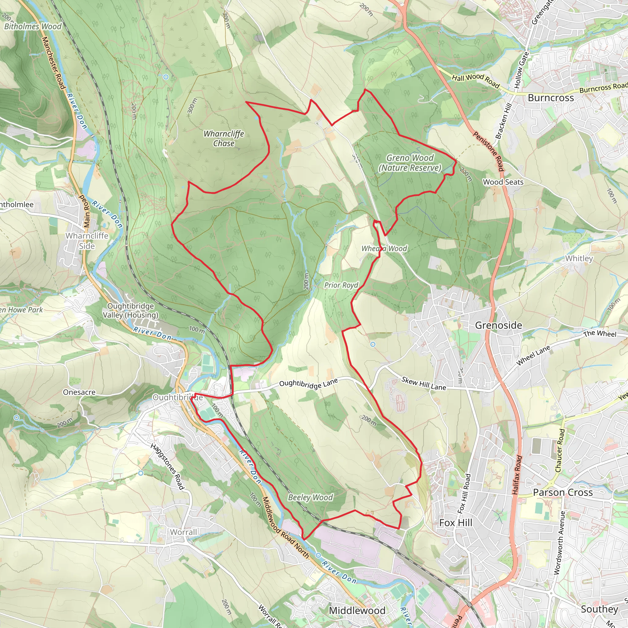 Birley Edge and Wharncliffe Wood from Greno Wood mobile static map