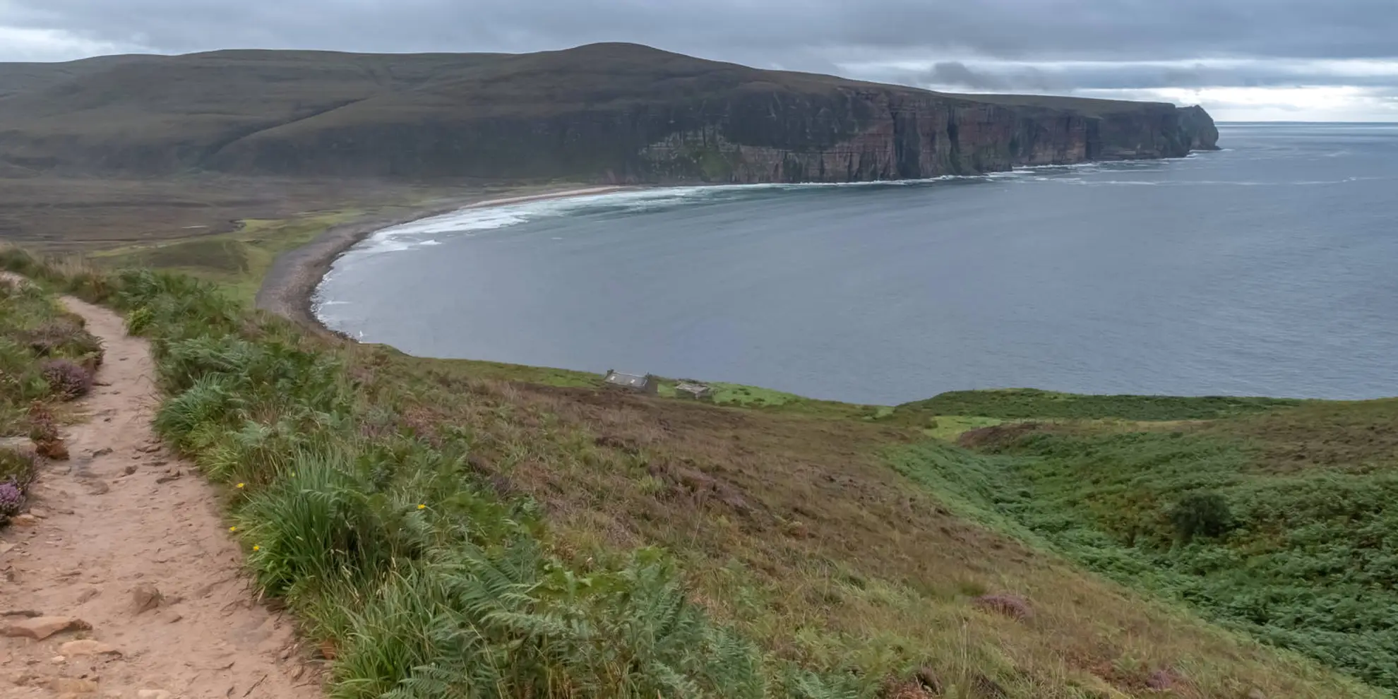 An image depicting the trail Orkney - Hoy - Rackwick Beach to Moaness Walk and its surrounding area.