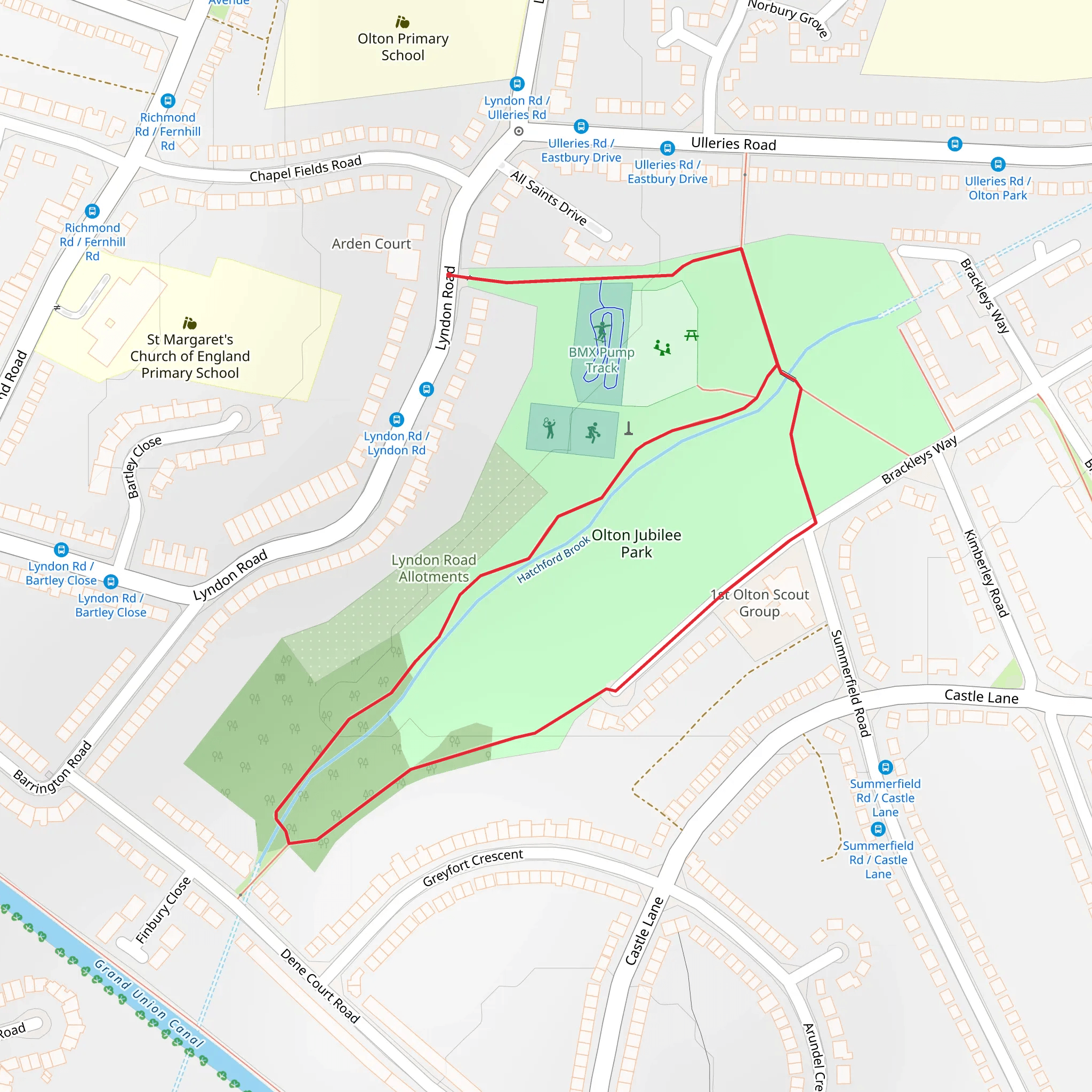 Olton Jubilee Park Loop mobile static map